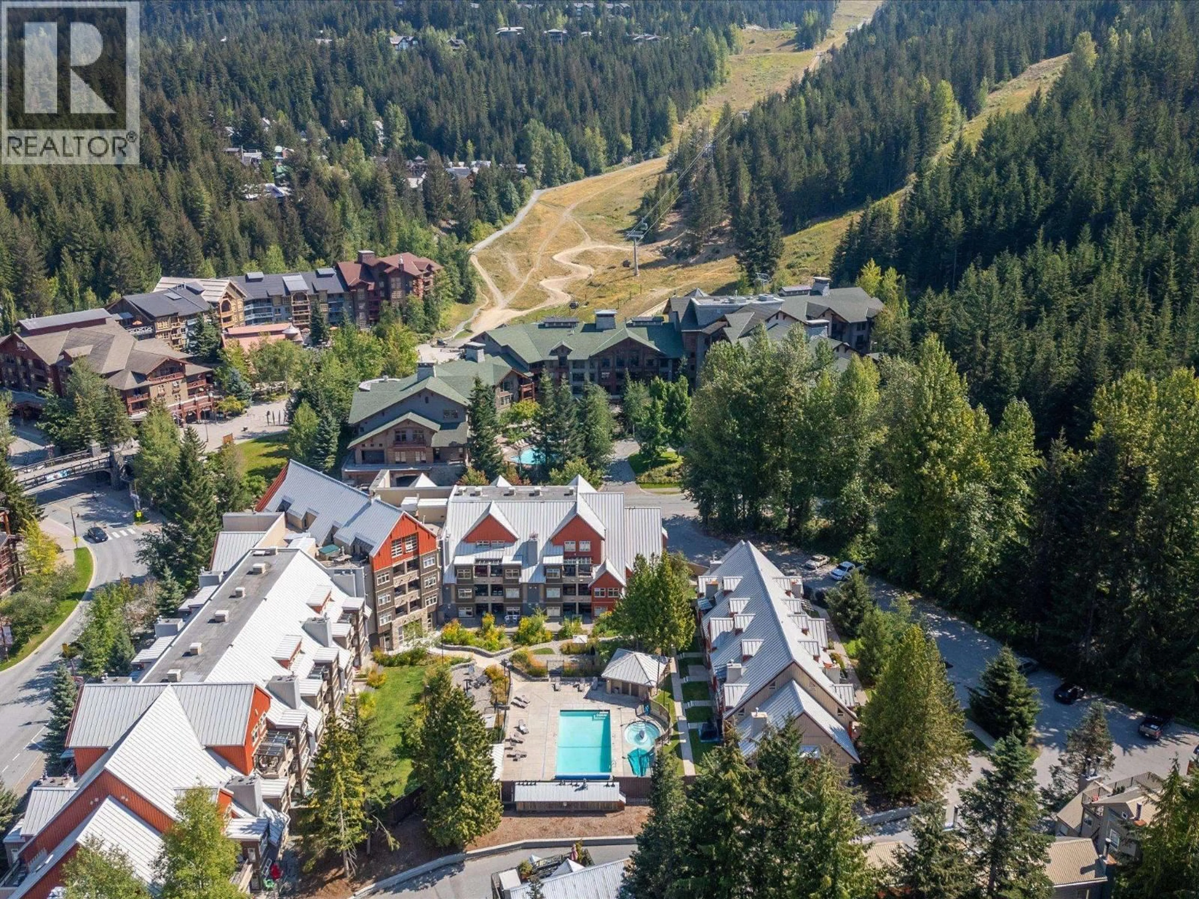 A pic from outside/outdoor area/front of a property/back of a property/a pic from drone, mountain view for 301 - 2050 LAKE PLACID ROAD, Whistler British Columbia V0N1B2