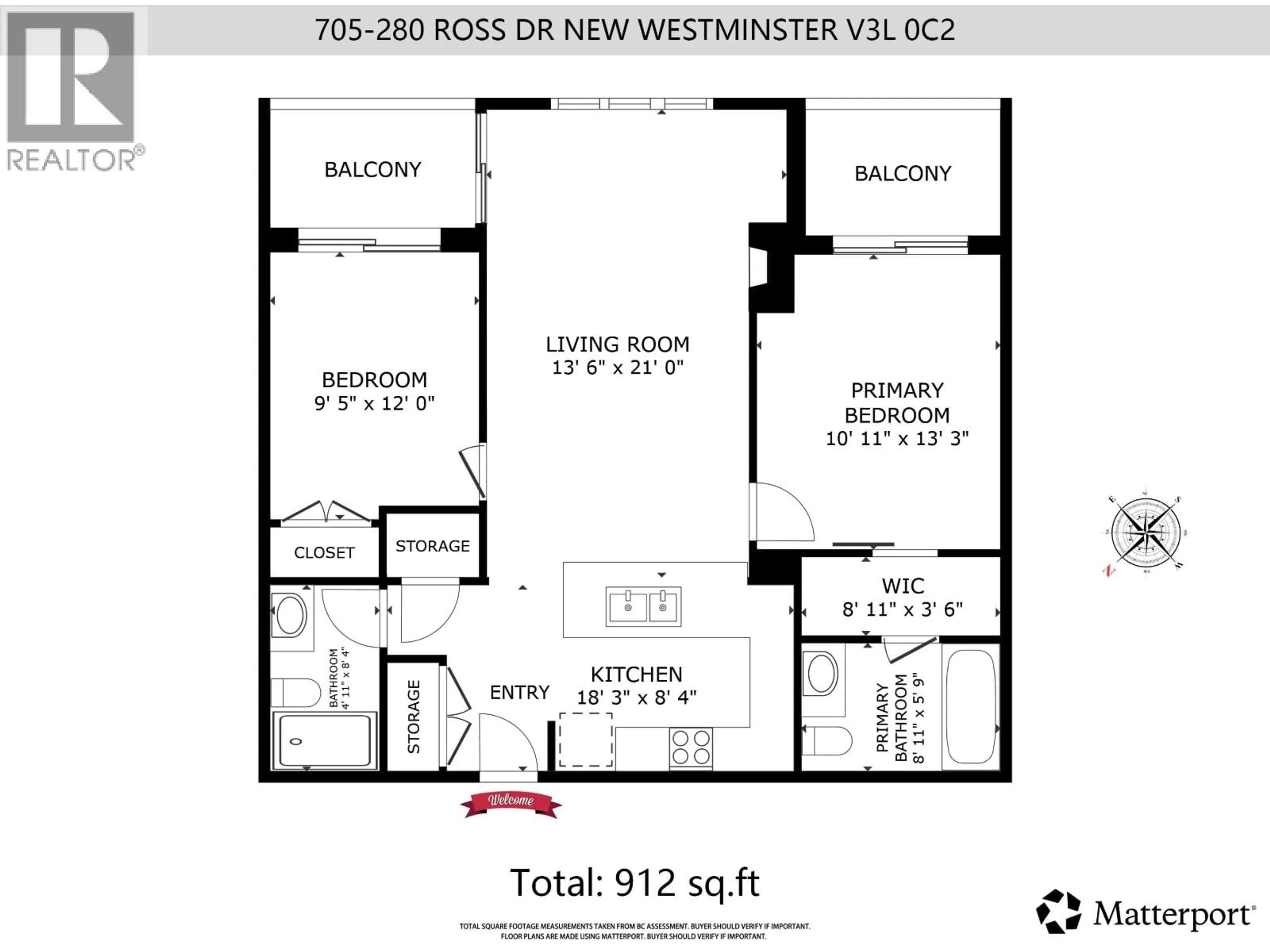 Floor plan for 705 - 280 ROSS DRIVE, New Westminster British Columbia V3L0C2