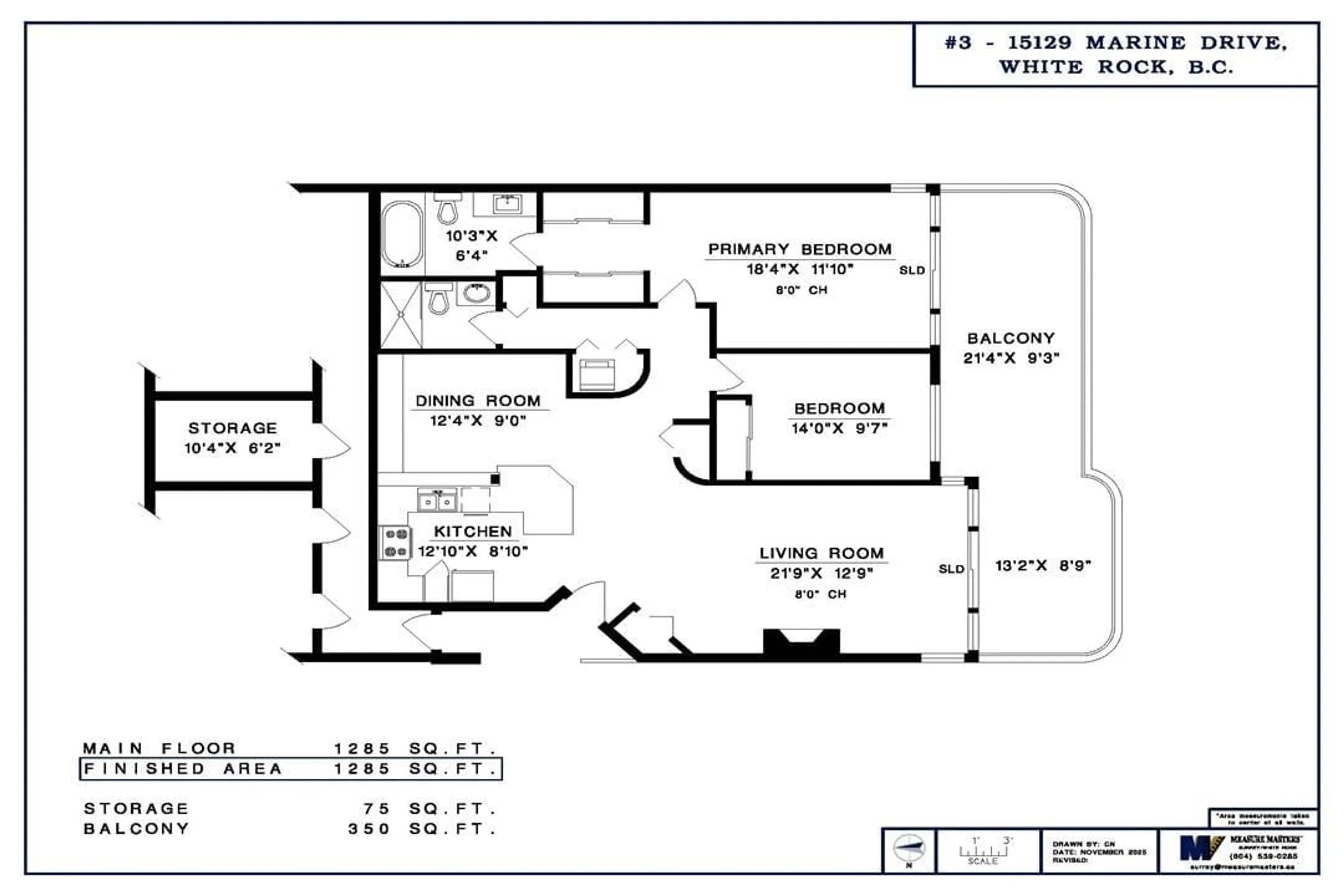 Floor plan for 3 - 15129 MARINE, White Rock British Columbia V4B1C5