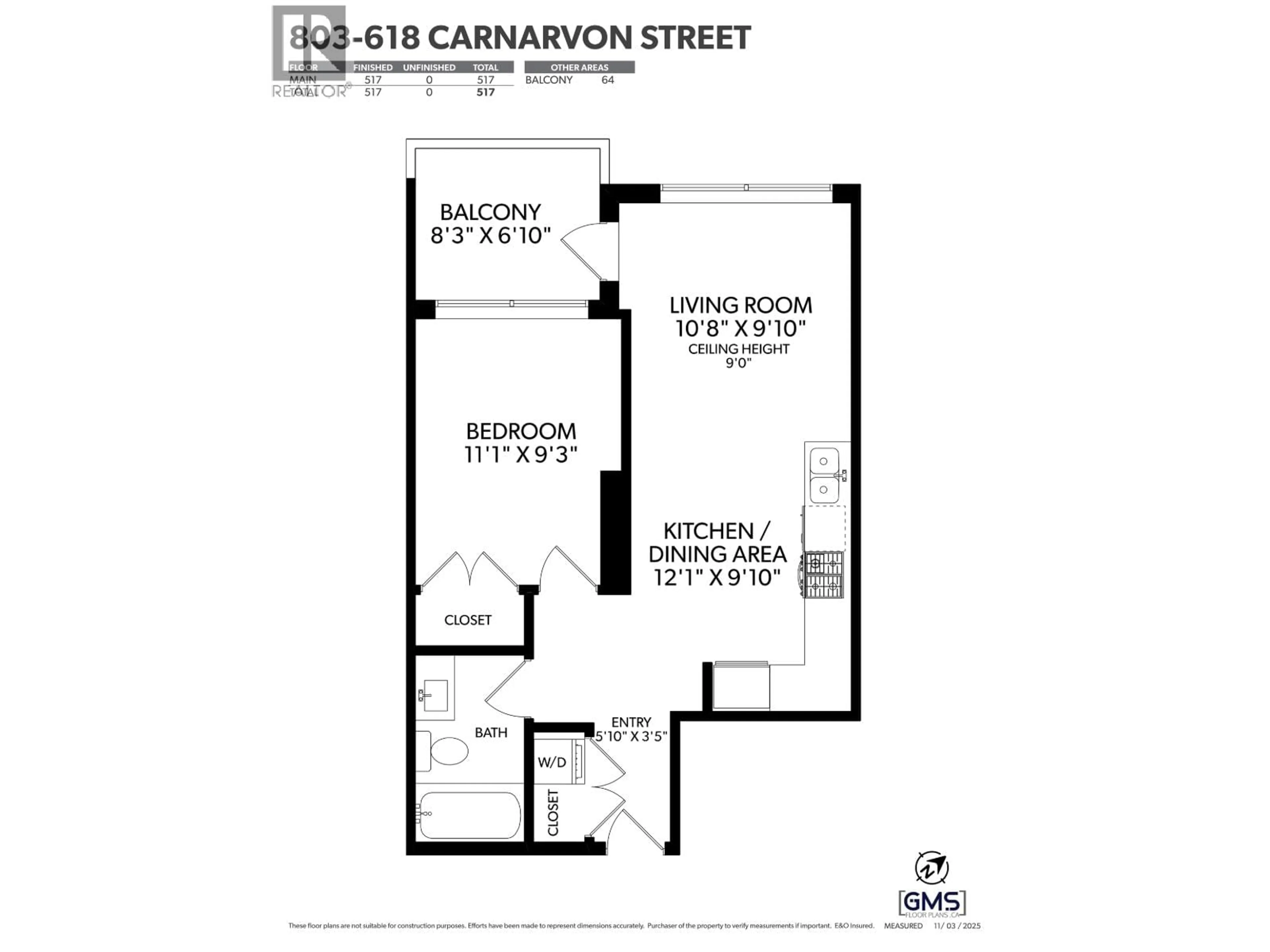 Floor plan for 803 - 618 CARNARVON STREET, New Westminster British Columbia V3M0N9