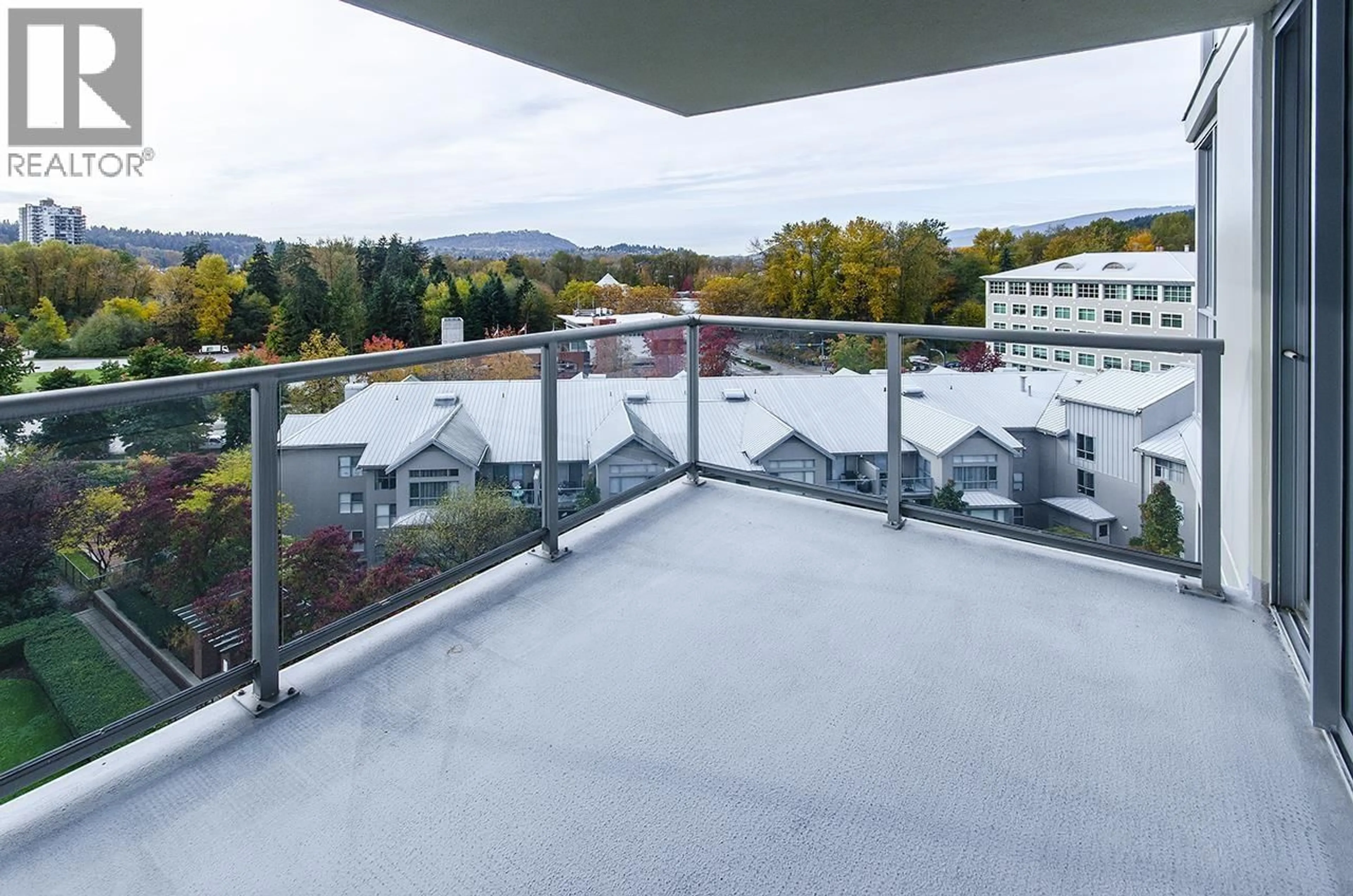 Balcony in the apartment, city buildings view from balcony for 701 - 235 GUILDFORD WAY, Port Moody British Columbia V3H5L8