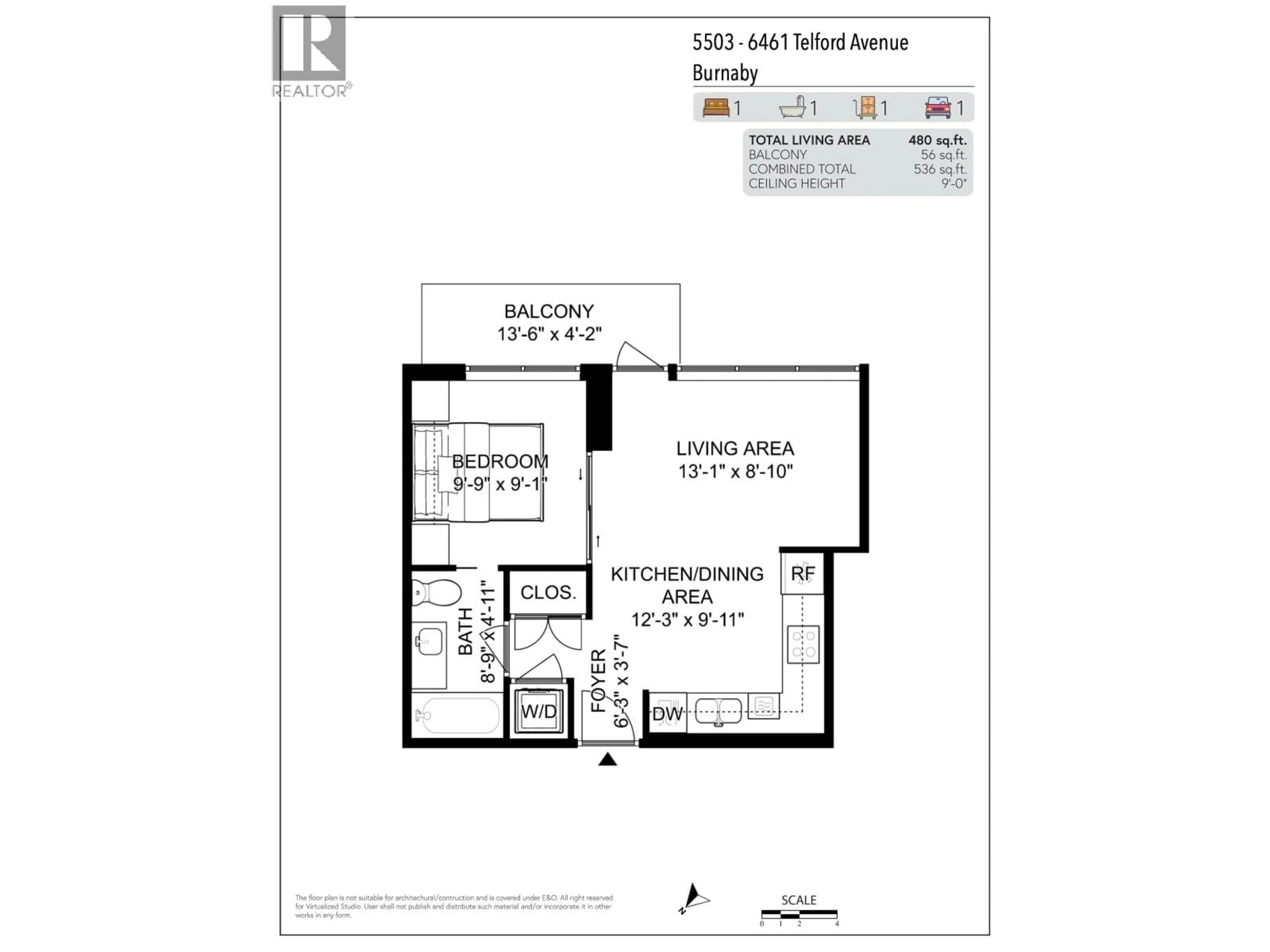 Floor plan for 5503 - 6461 TELFORD AVENUE, Burnaby British Columbia V5H0B7