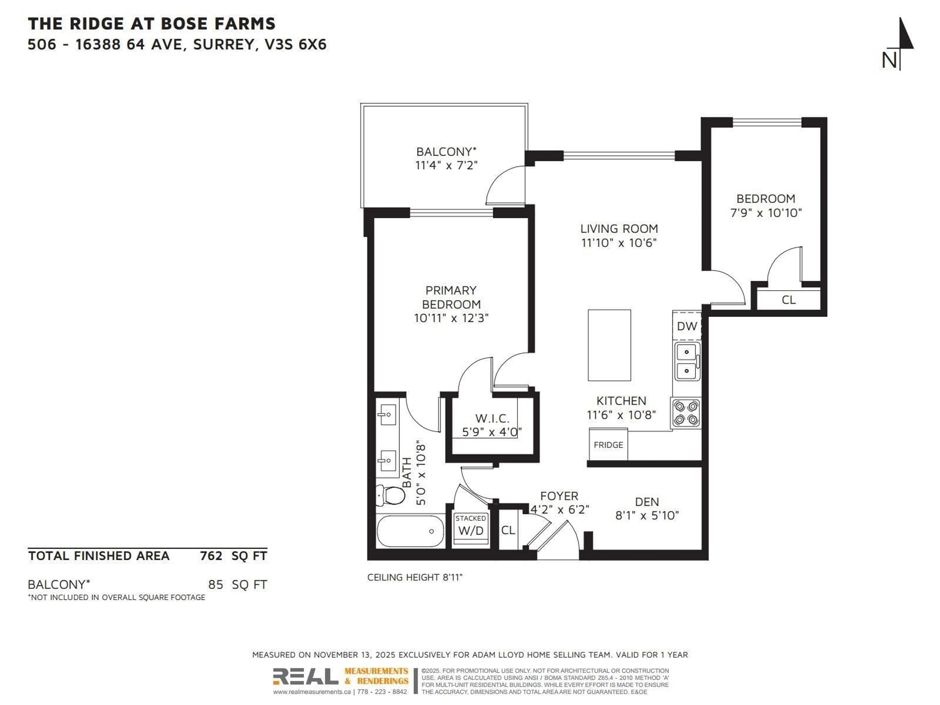 Floor plan for 506 - 16388 64, Surrey British Columbia V3S6X6