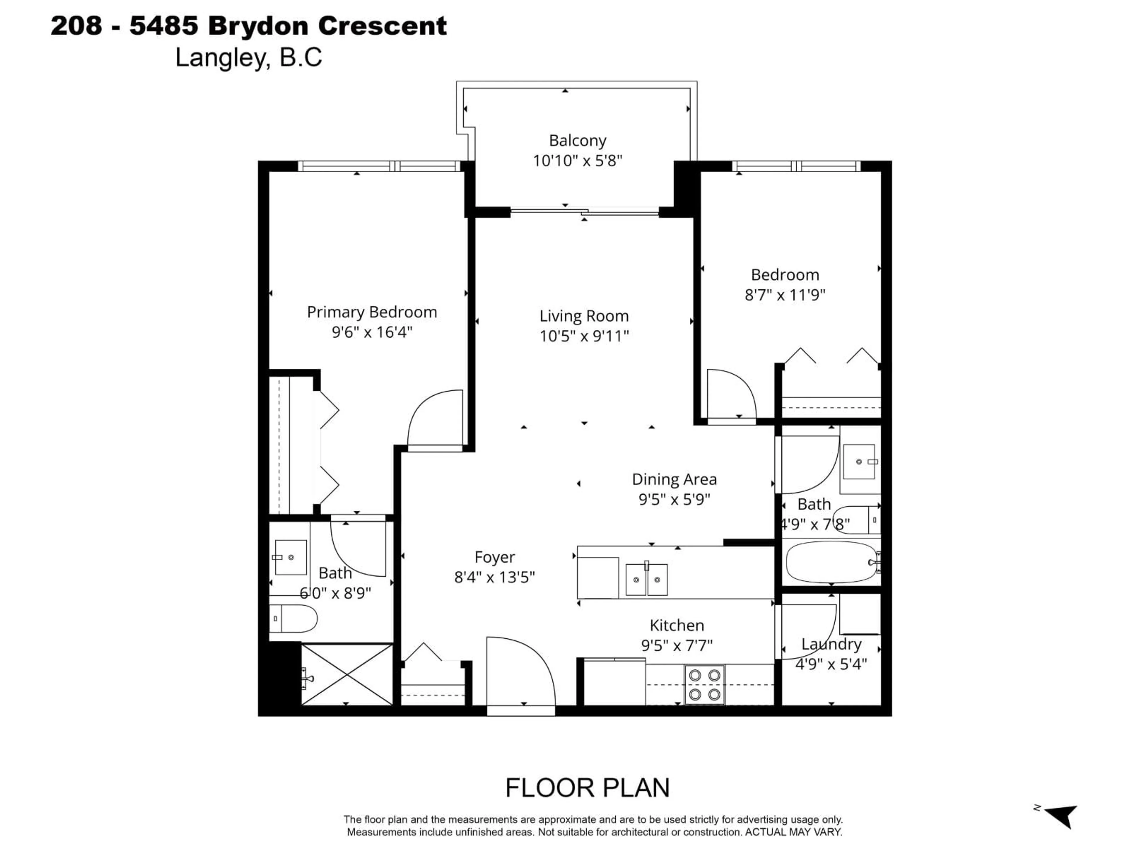 Floor plan for 208 - 5485 BRYDON, Langley British Columbia V3A0N5