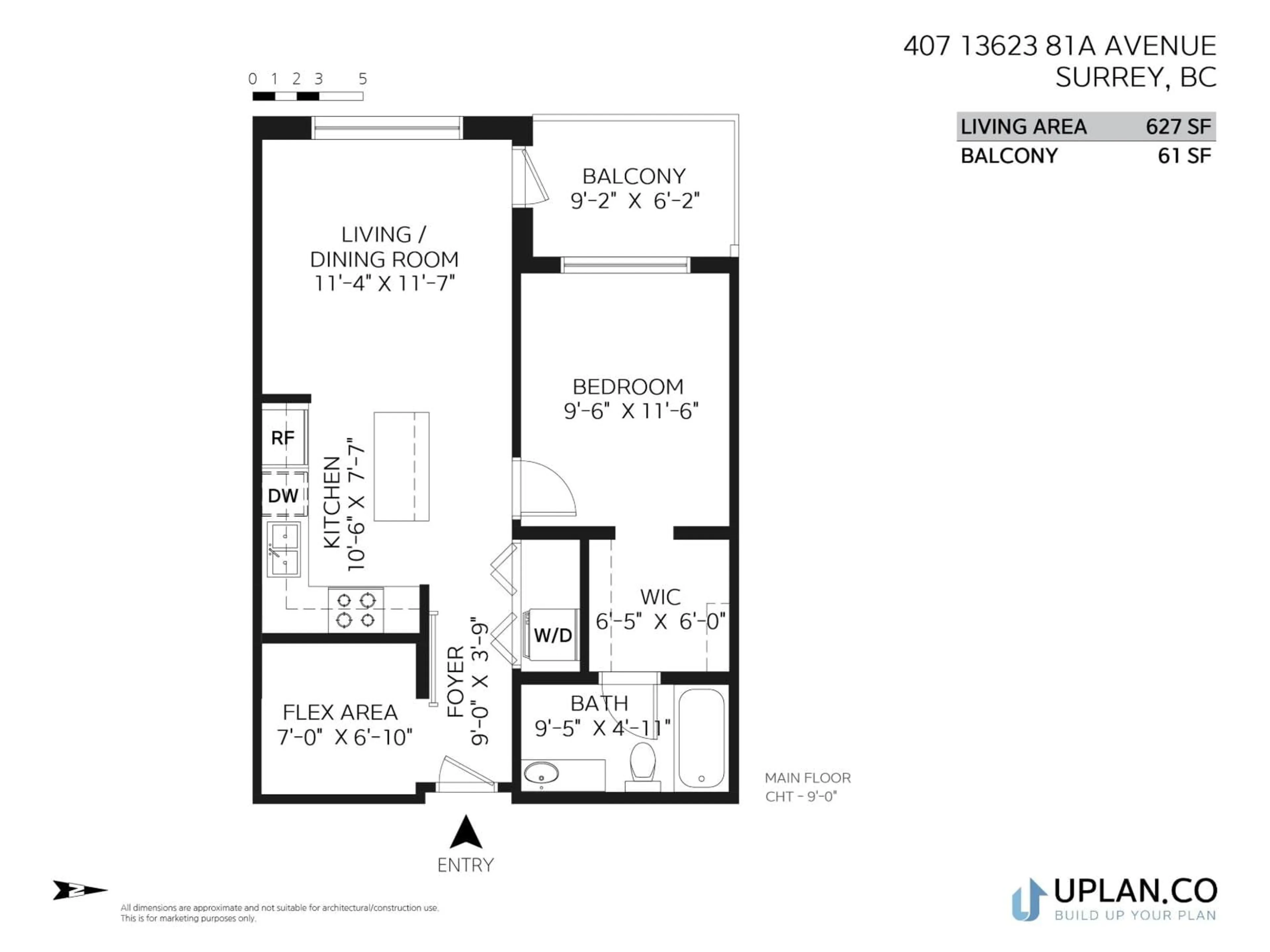 Floor plan for 407 - 13623 81A AVENUE, Surrey British Columbia V3W3N7
