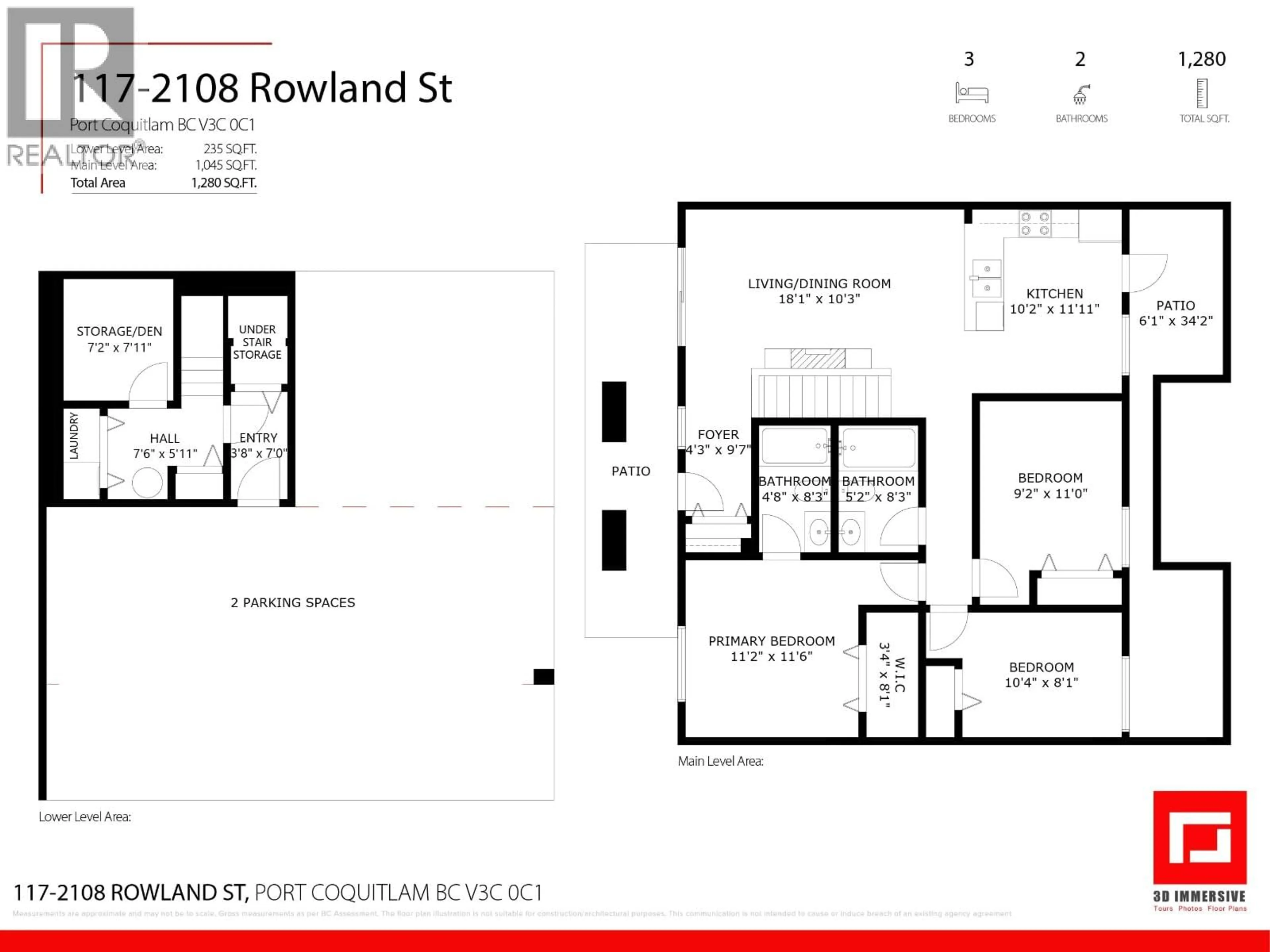 Floor plan for 117 - 2108 ROWLAND STREET, Port Coquitlam British Columbia V3C0C1