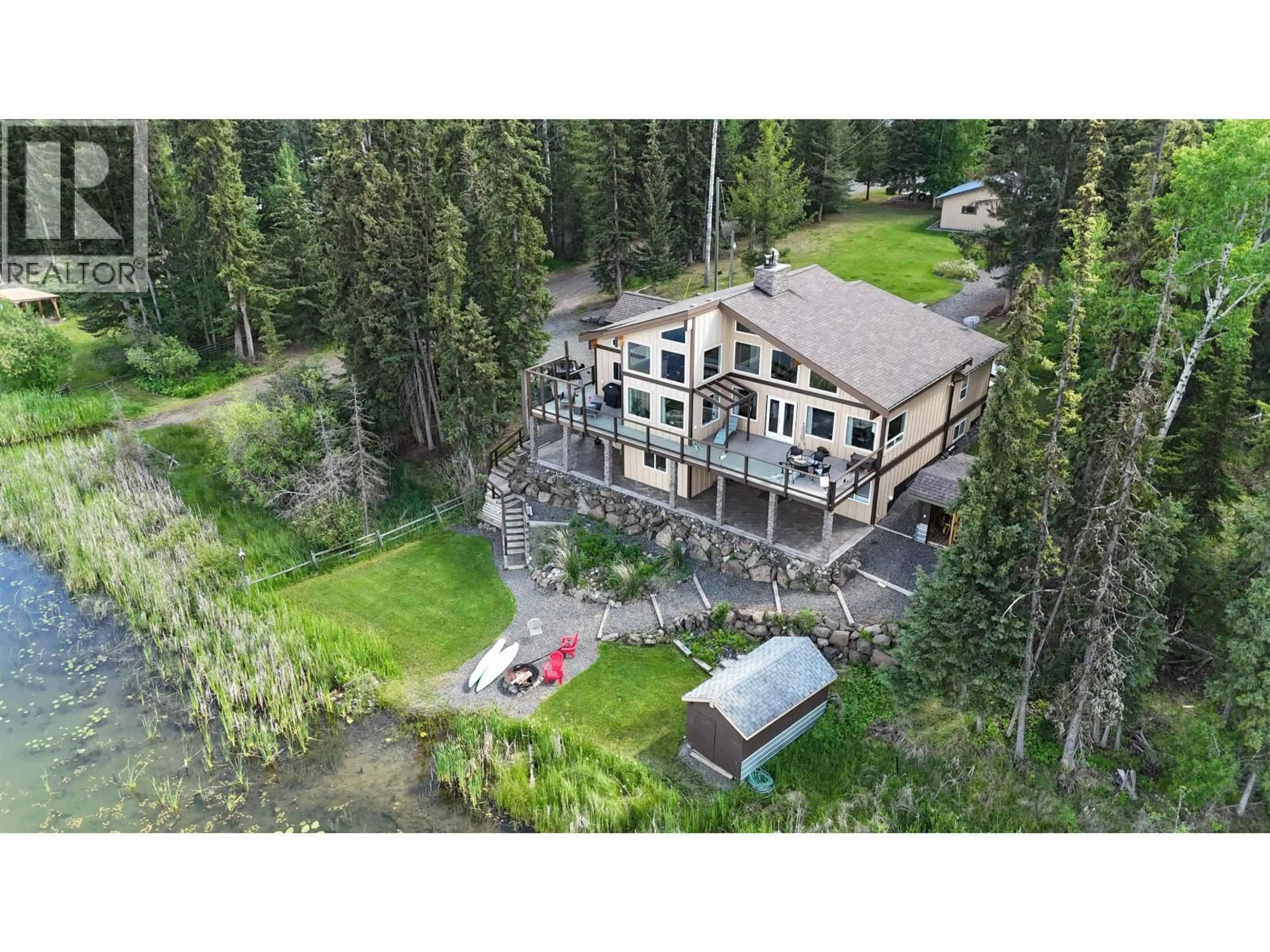 A pic from outside/outdoor area/front of a property/back of a property/a pic from drone, unknown for 6323 MOOSE POINT DRIVE, 100 Mile House British Columbia V0K2K1