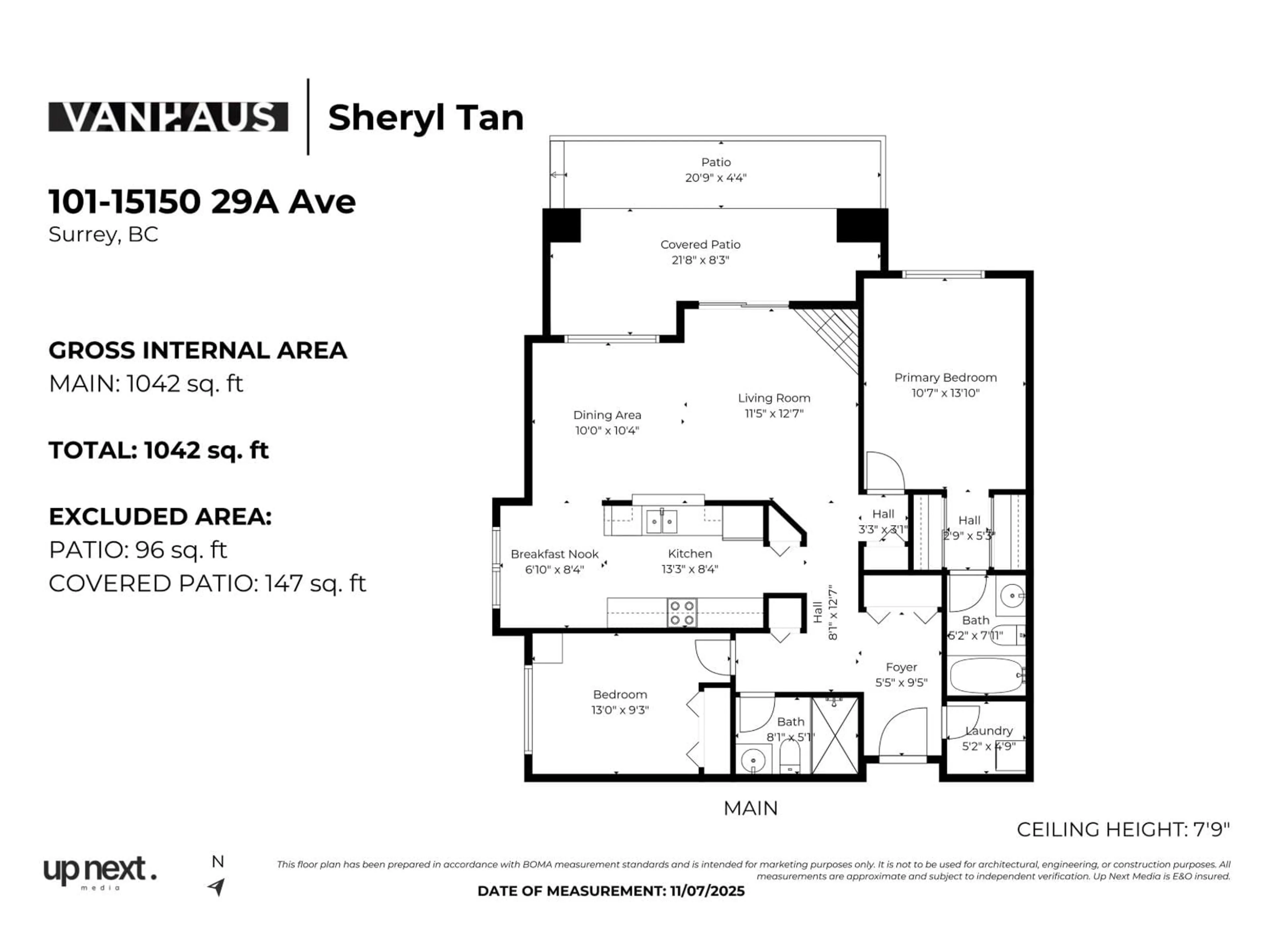 Floor plan for 101 - 15150 29A AVENUE, Surrey British Columbia V4P3B1