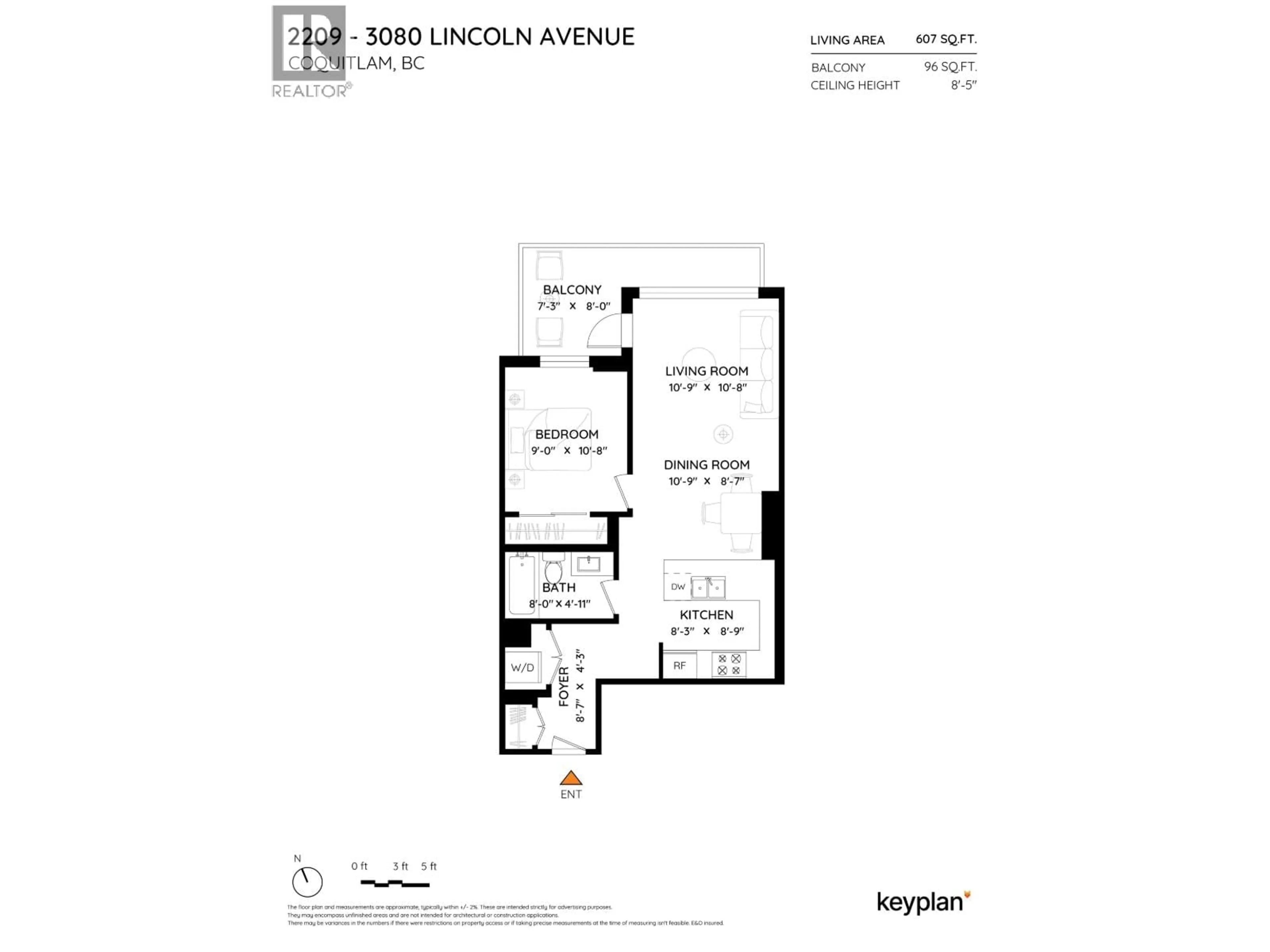 Floor plan for 2209 - 3080 LINCOLN AVENUE, Coquitlam British Columbia V3B0L9