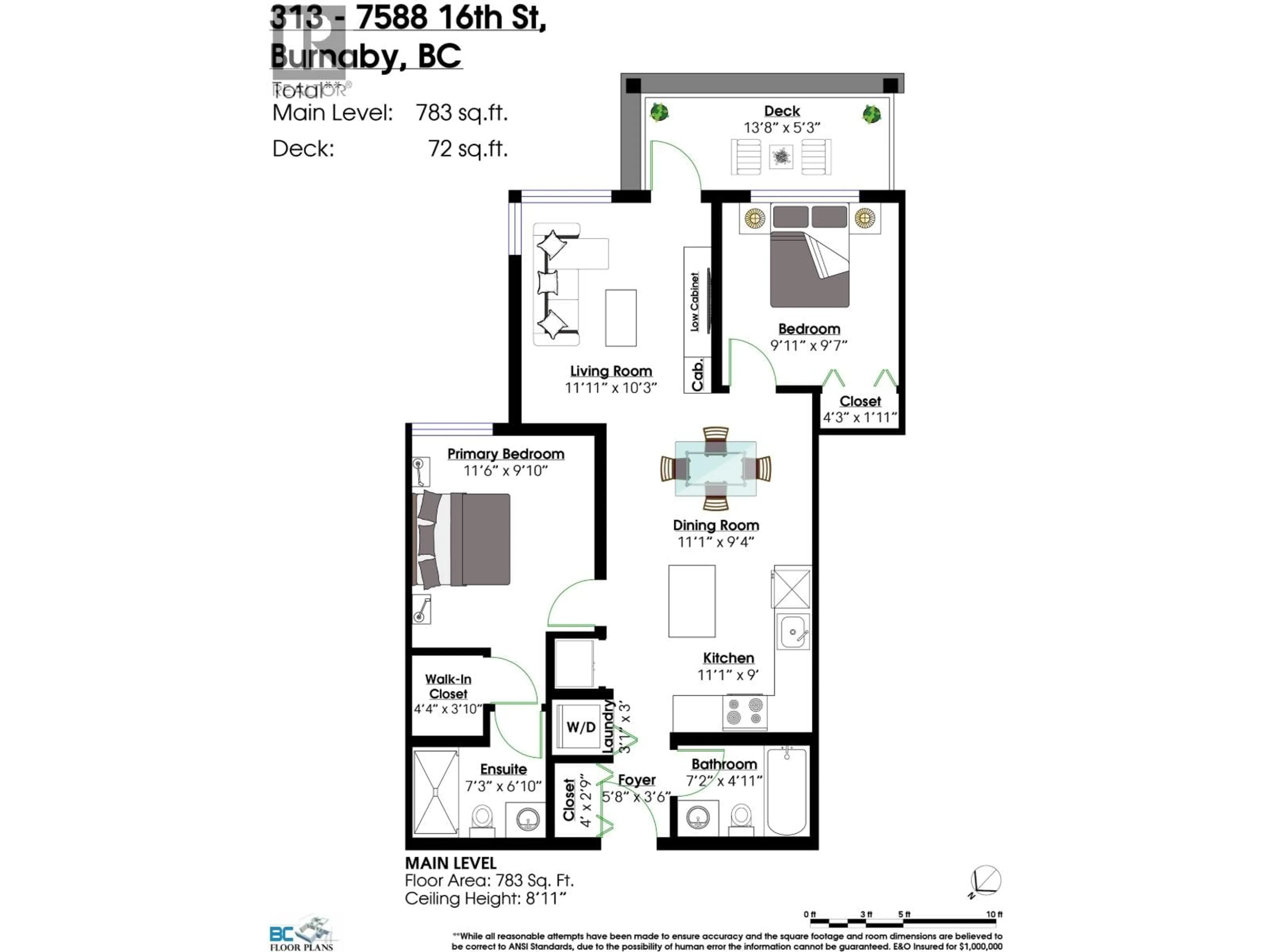 Floor plan for 313 - 7588 16TH STREET, Burnaby British Columbia V3N0H8