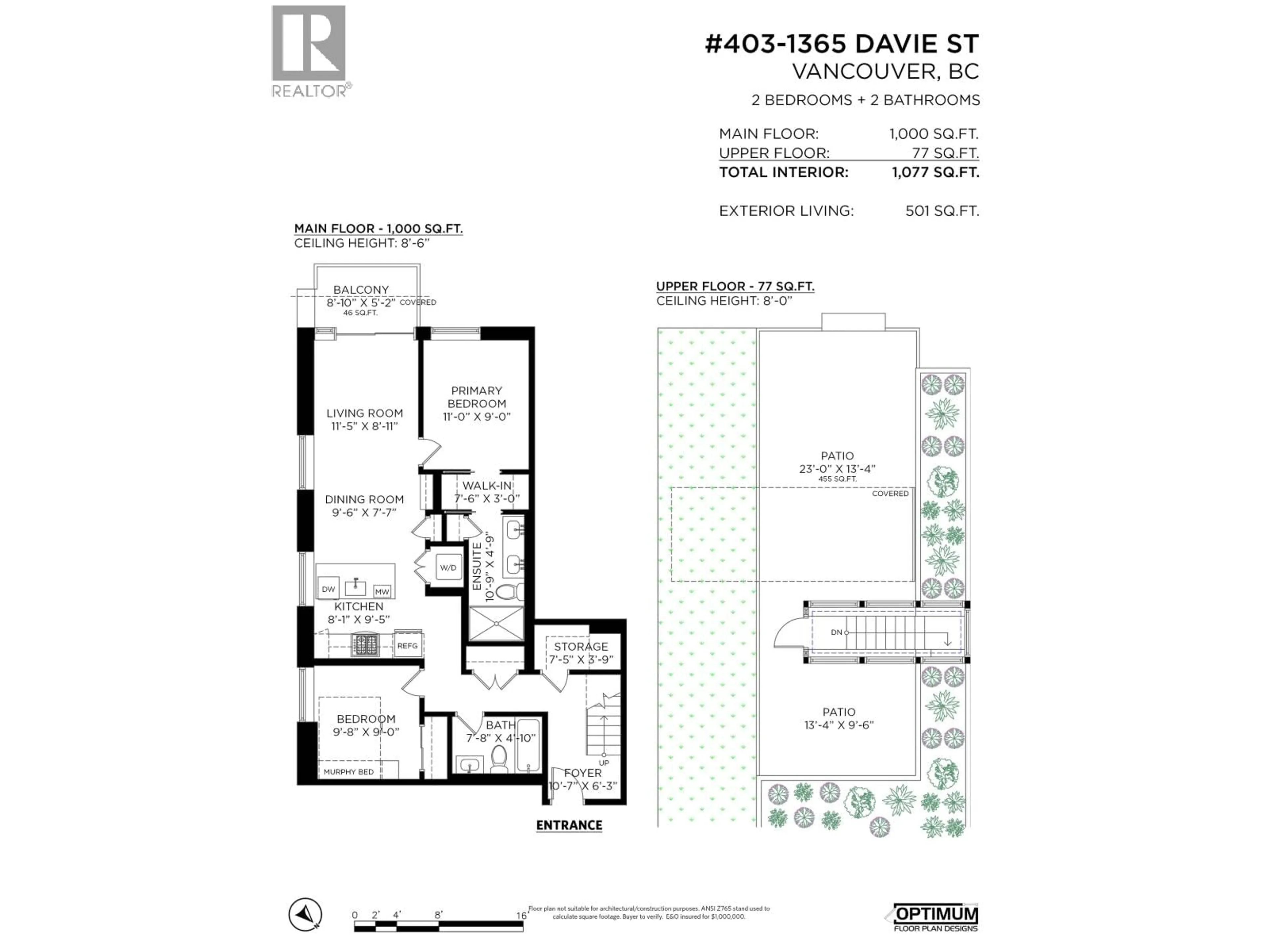 Floor plan for 403 - 1365 DAVIE STREET, Vancouver British Columbia V6E1N5