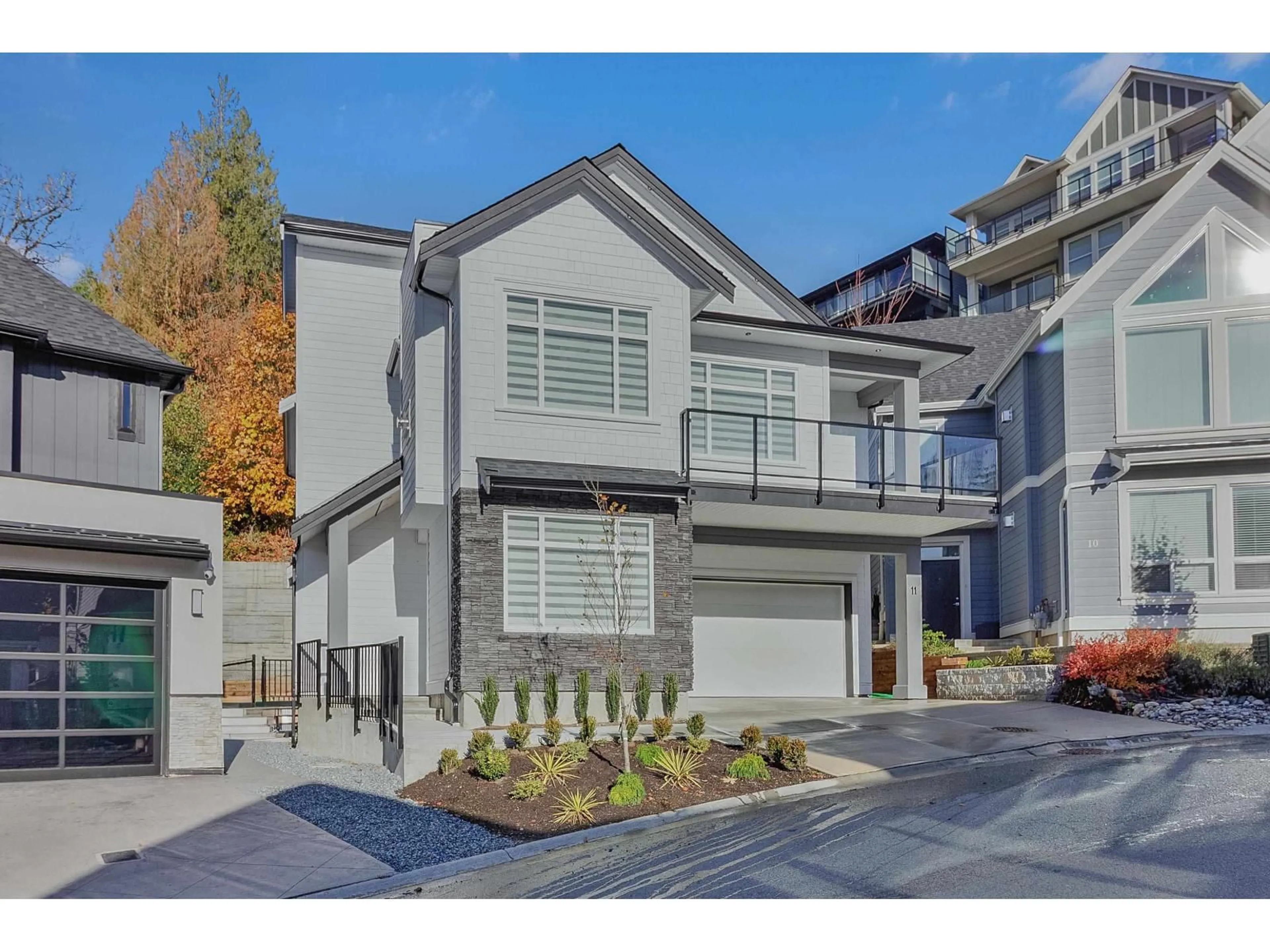 Home with vinyl exterior material, street for 11 - 4217 OLD CLAYBURN ROAD, Abbotsford British Columbia V3G1L5