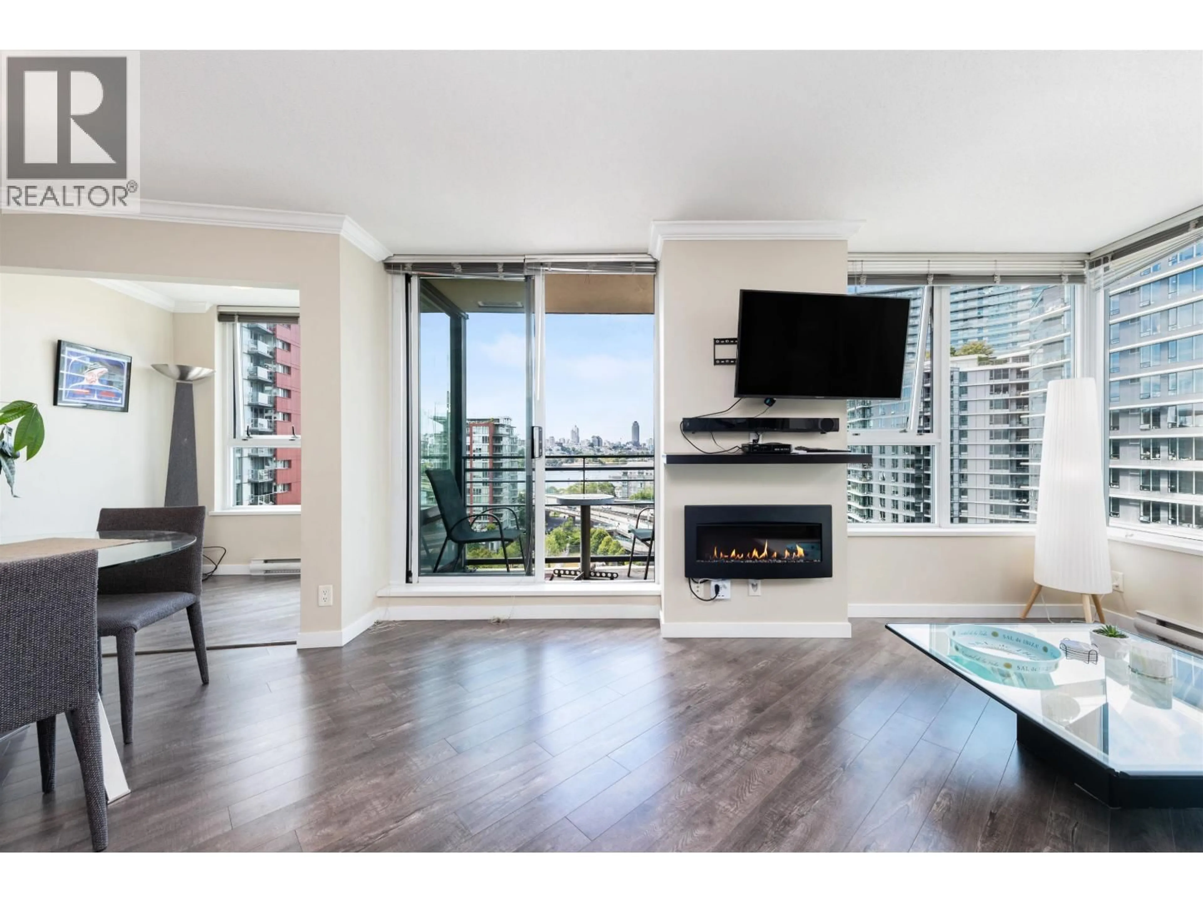 Living room with furniture, wood/laminate floor for 1606 - 33 SMITHE STREET, Vancouver British Columbia V6B0B5
