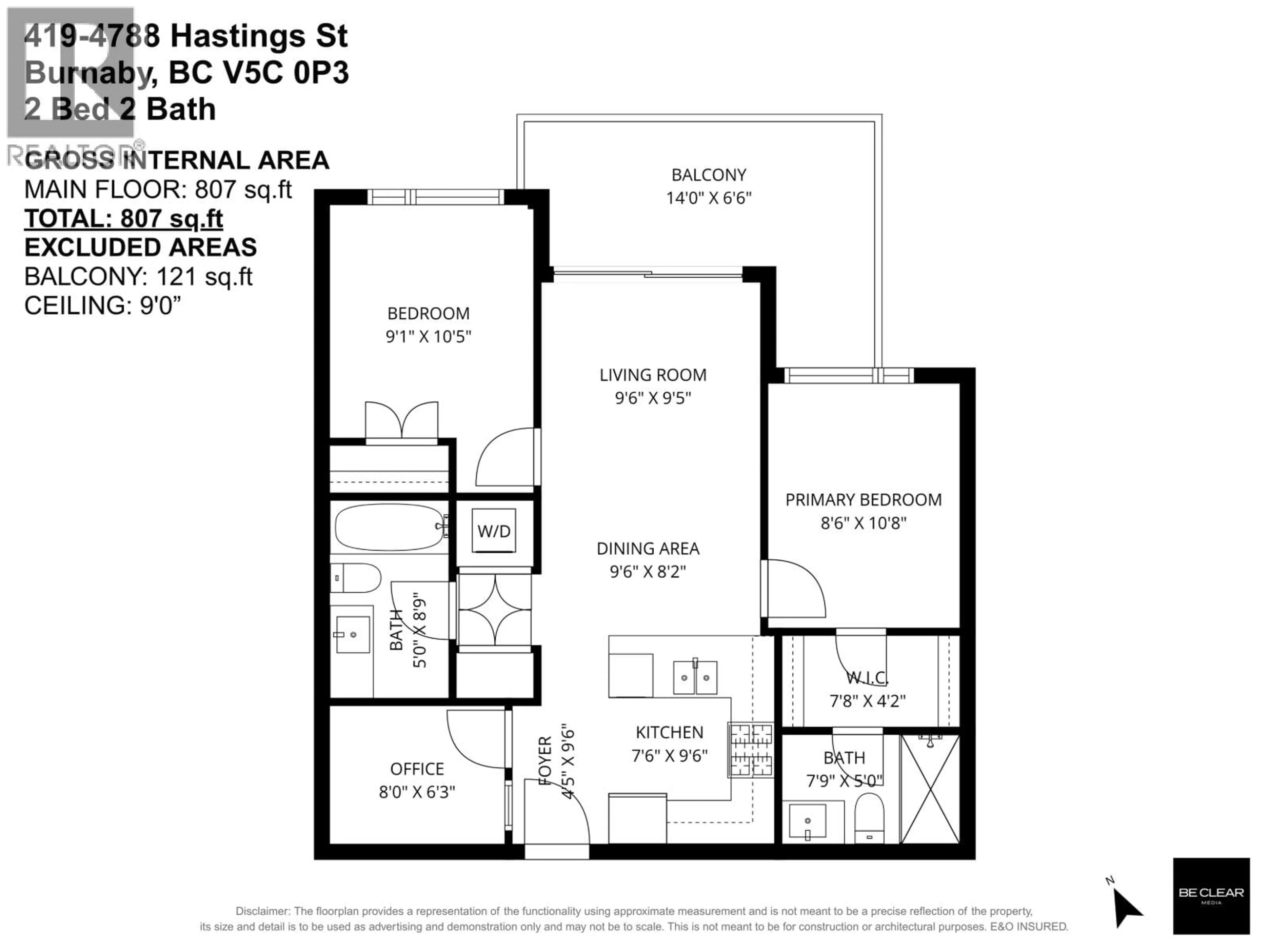 Floor plan for 419 - 4788 HASTINGS STREET, Burnaby British Columbia V5C0P4