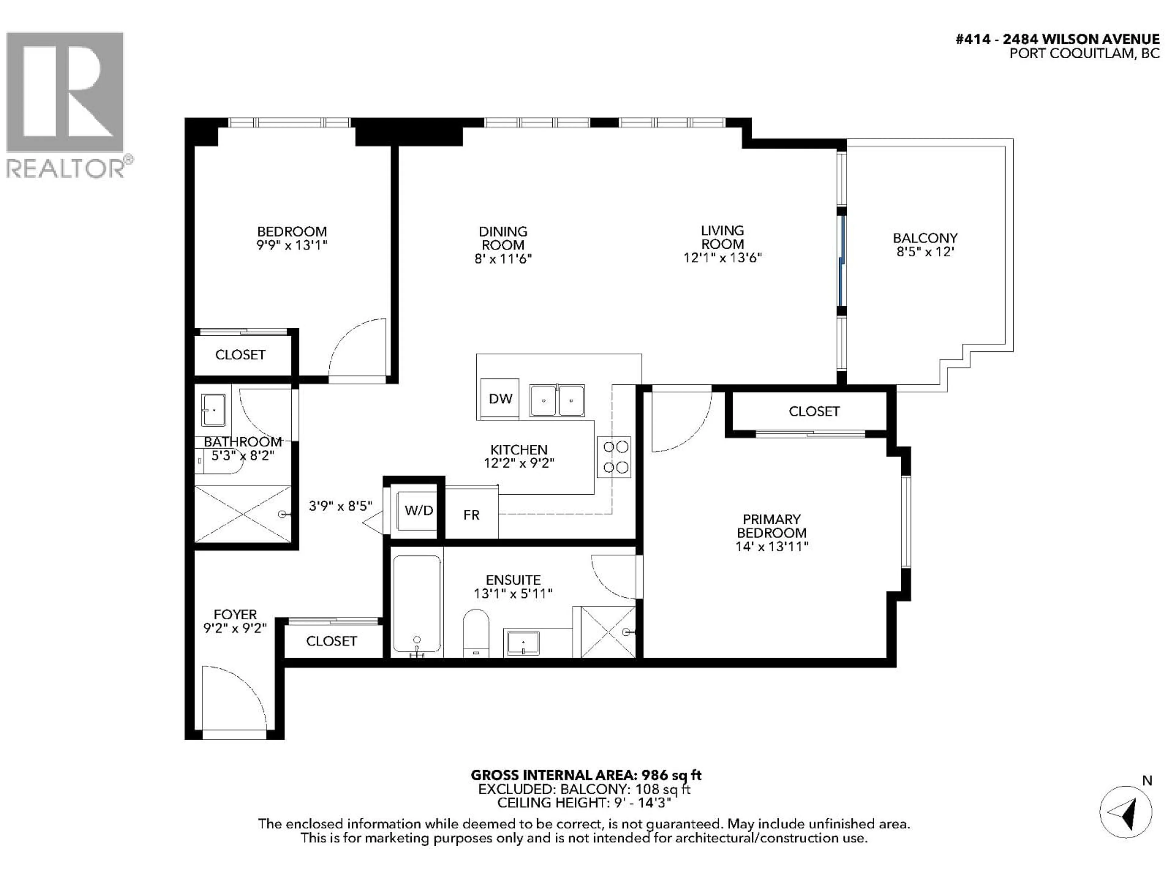 Floor plan for 414 - 2484 WILSON AVENUE, Port Coquitlam British Columbia V3C0A5