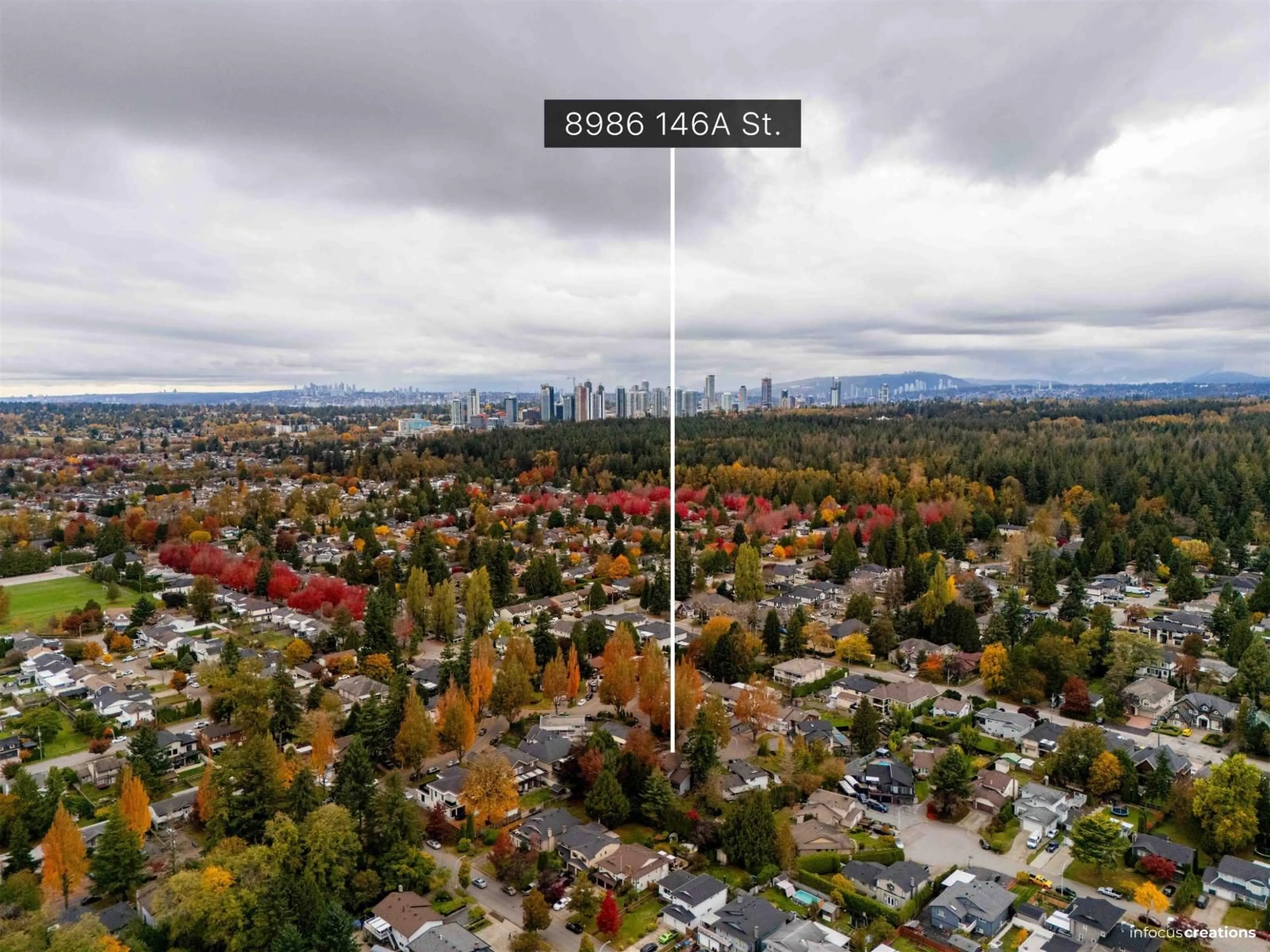 A pic from outside/outdoor area/front of a property/back of a property/a pic from drone, unknown for 8986 146A, Surrey British Columbia V3R7C2