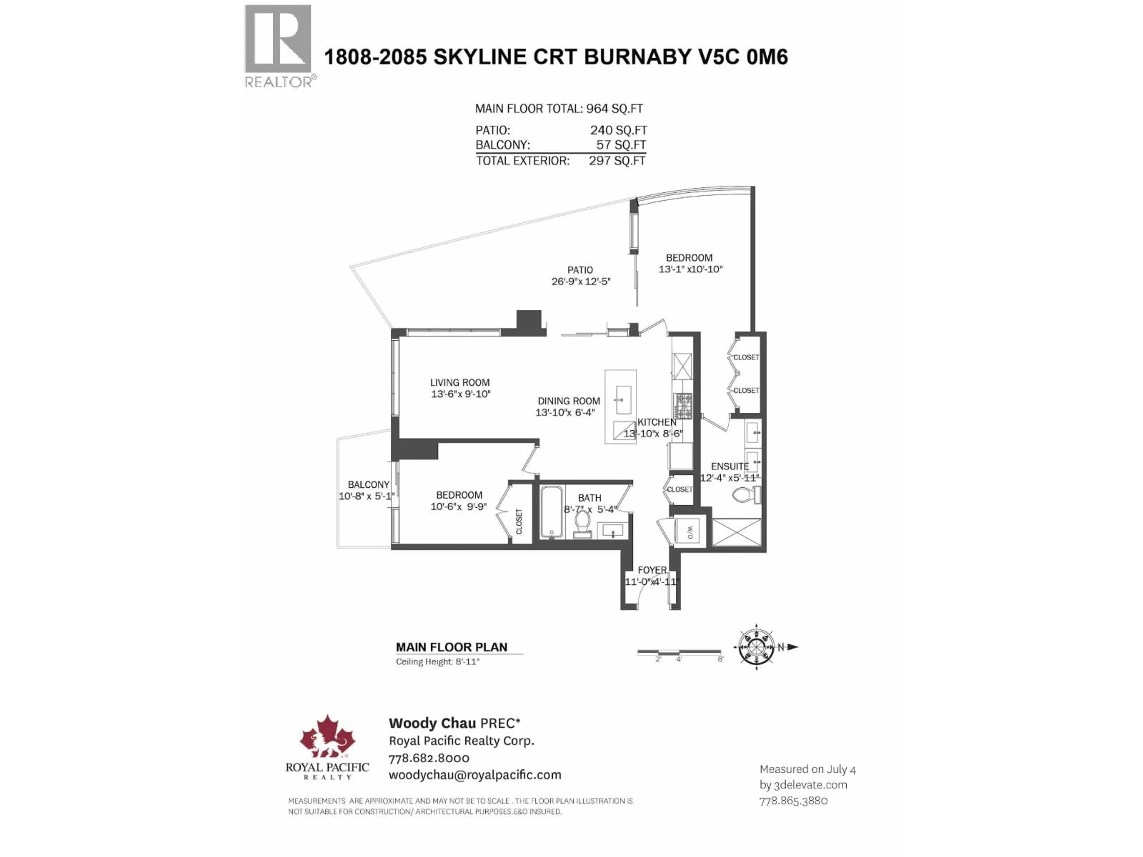 Floor plan for 1808 - 2085 SKYLINE COURT, Burnaby British Columbia V5C0M6