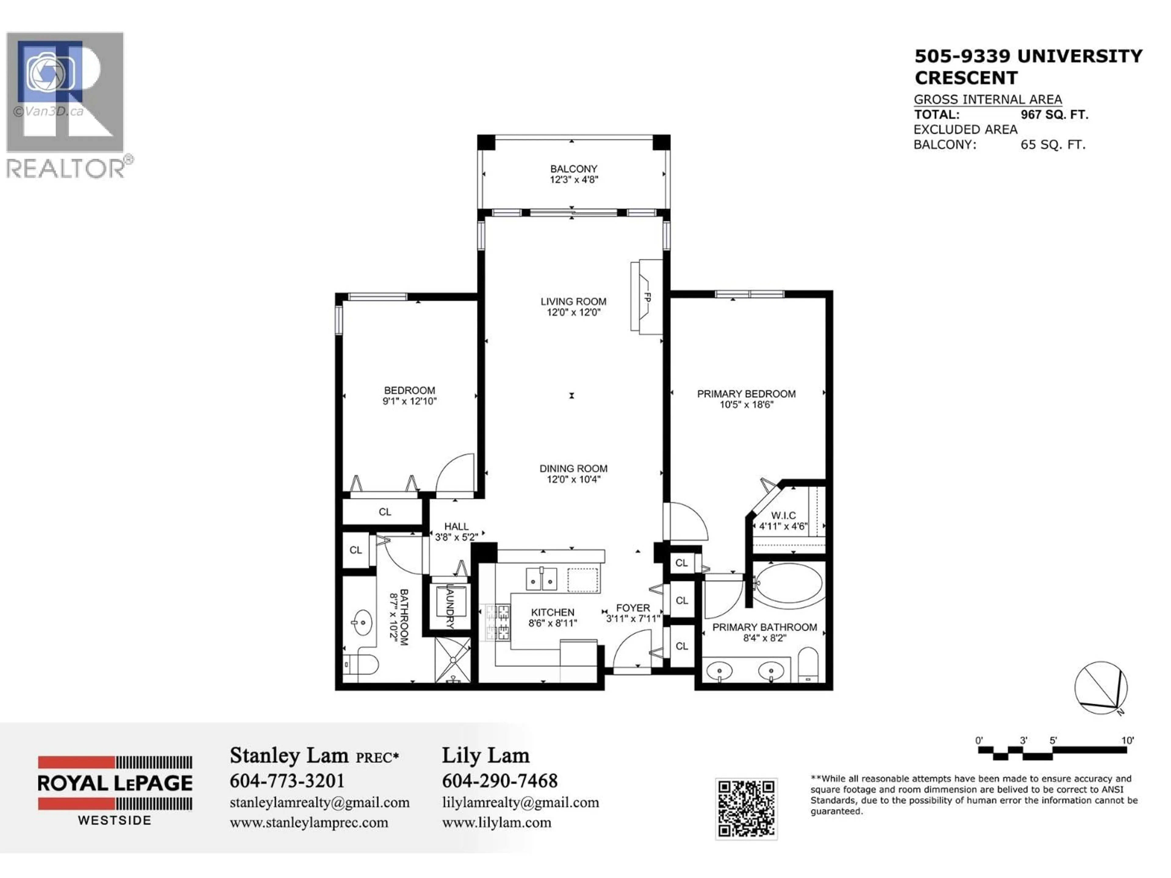 Floor plan for 505 - 9339 UNIVERSITY CRESCENT, Burnaby British Columbia V5A4Y1