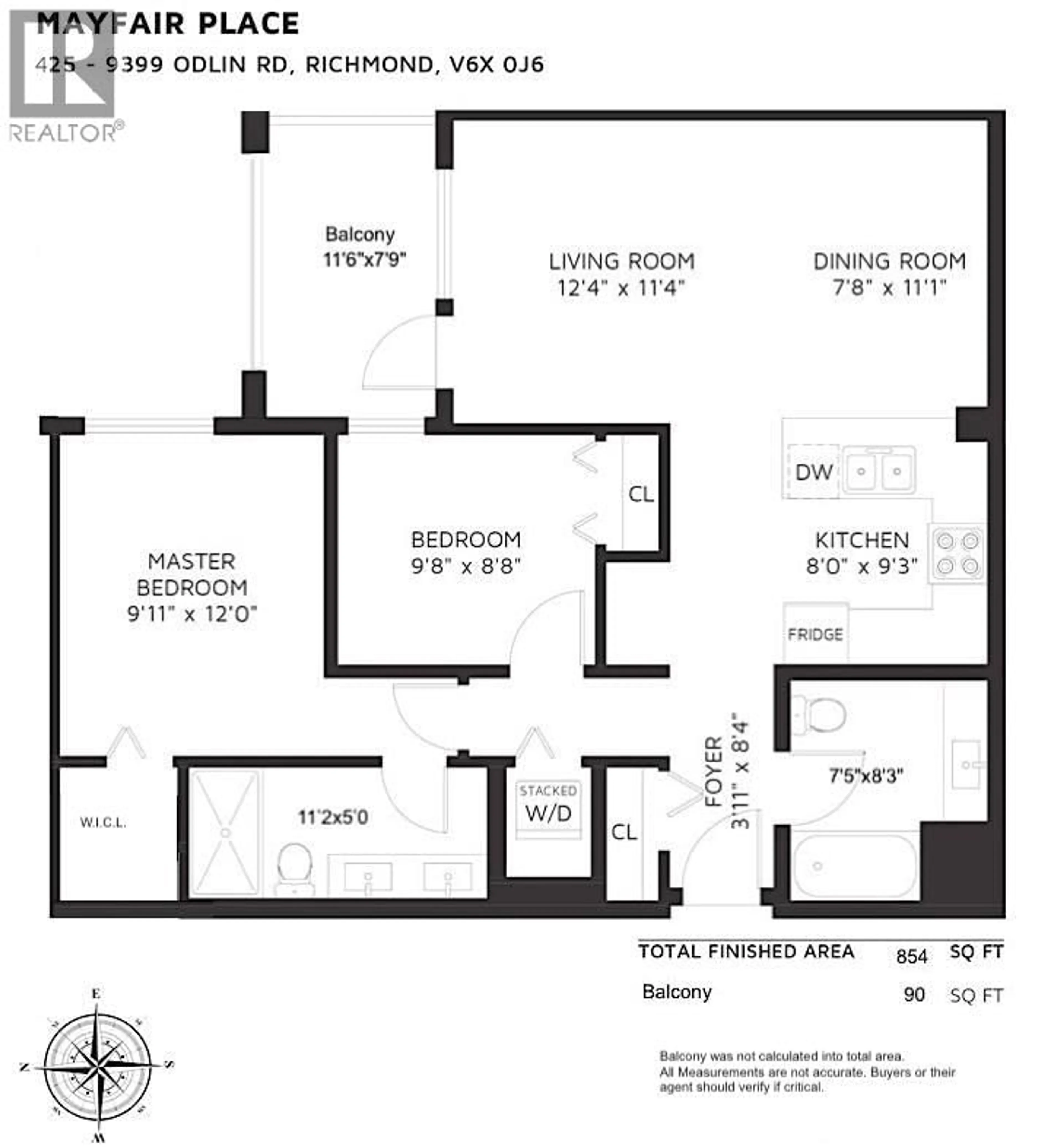 Floor plan for 425 - 9399 ODLIN ROAD, Richmond British Columbia V6X0J6