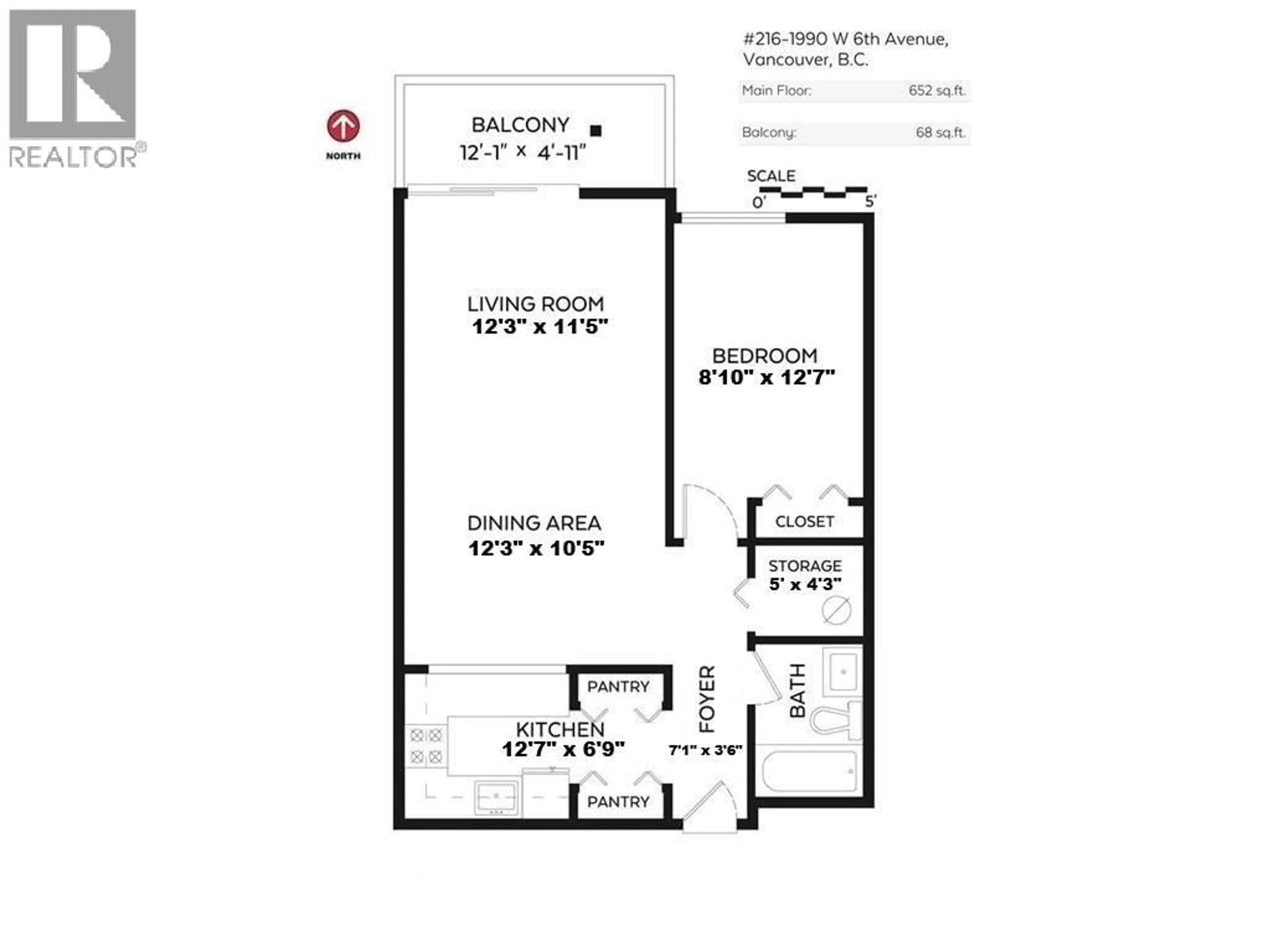 Floor plan for 216 - 1990 6TH AVENUE, Vancouver British Columbia V6J4V4