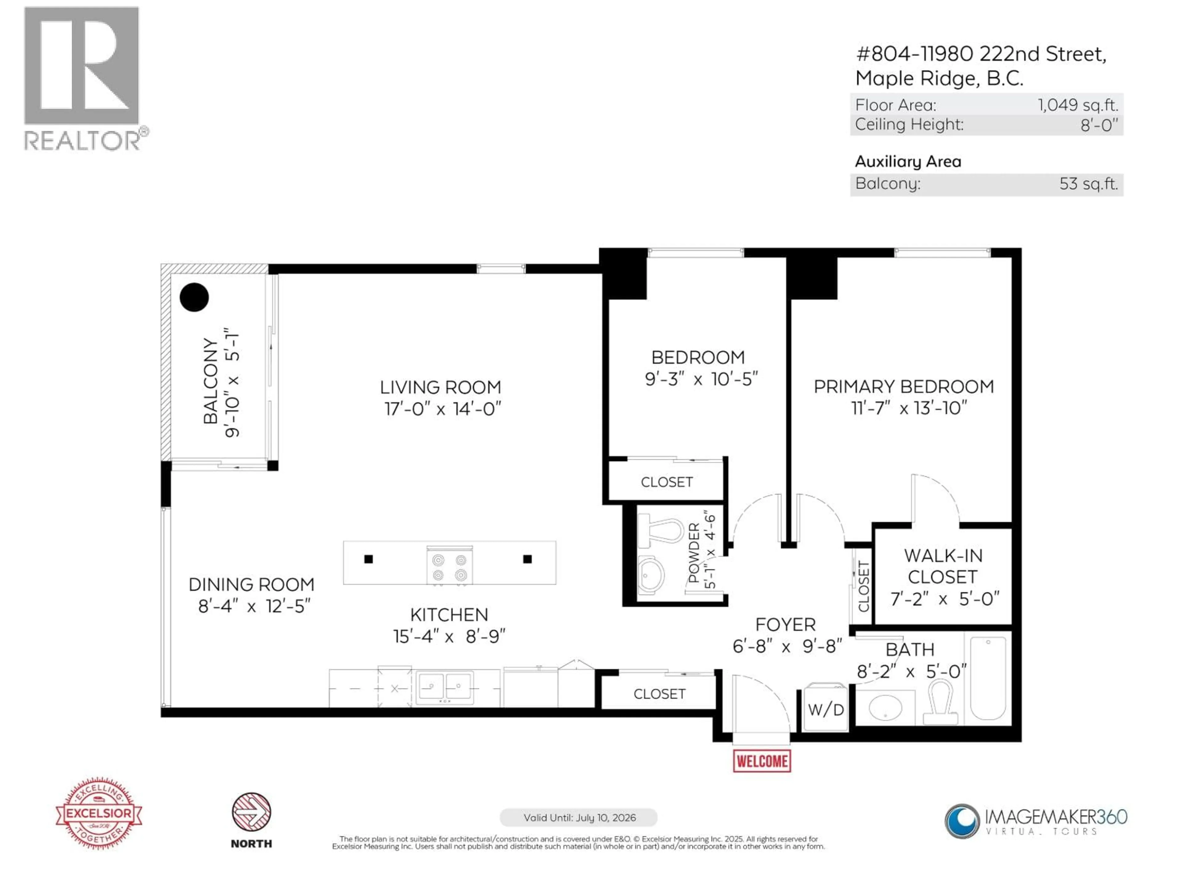 Floor plan for 804 - 11980 222 STREET, Maple Ridge British Columbia V2X0L8