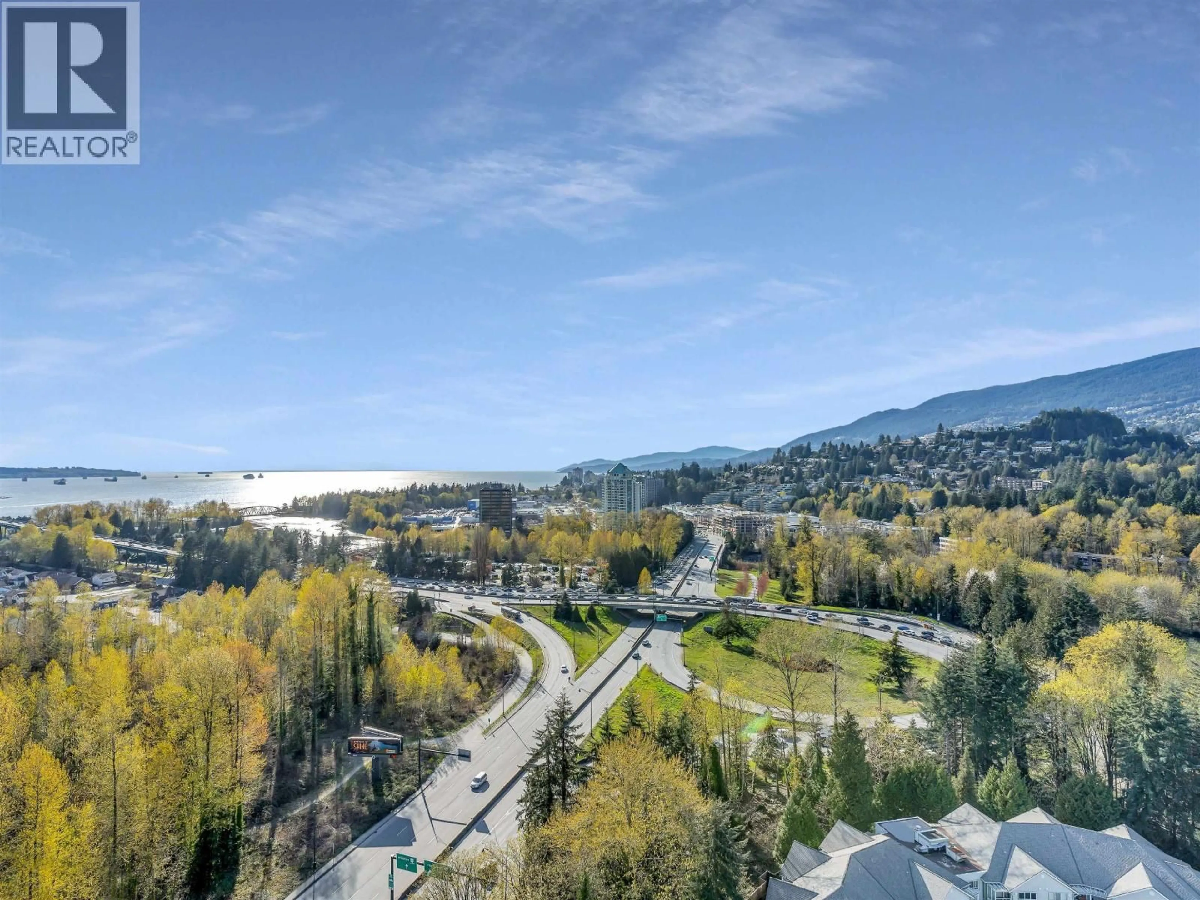 A pic from outside/outdoor area/front of a property/back of a property/a pic from drone, water/lake/river/ocean view for 2205 - 200 KLAHANIE COURT, West Vancouver British Columbia V7P0E4