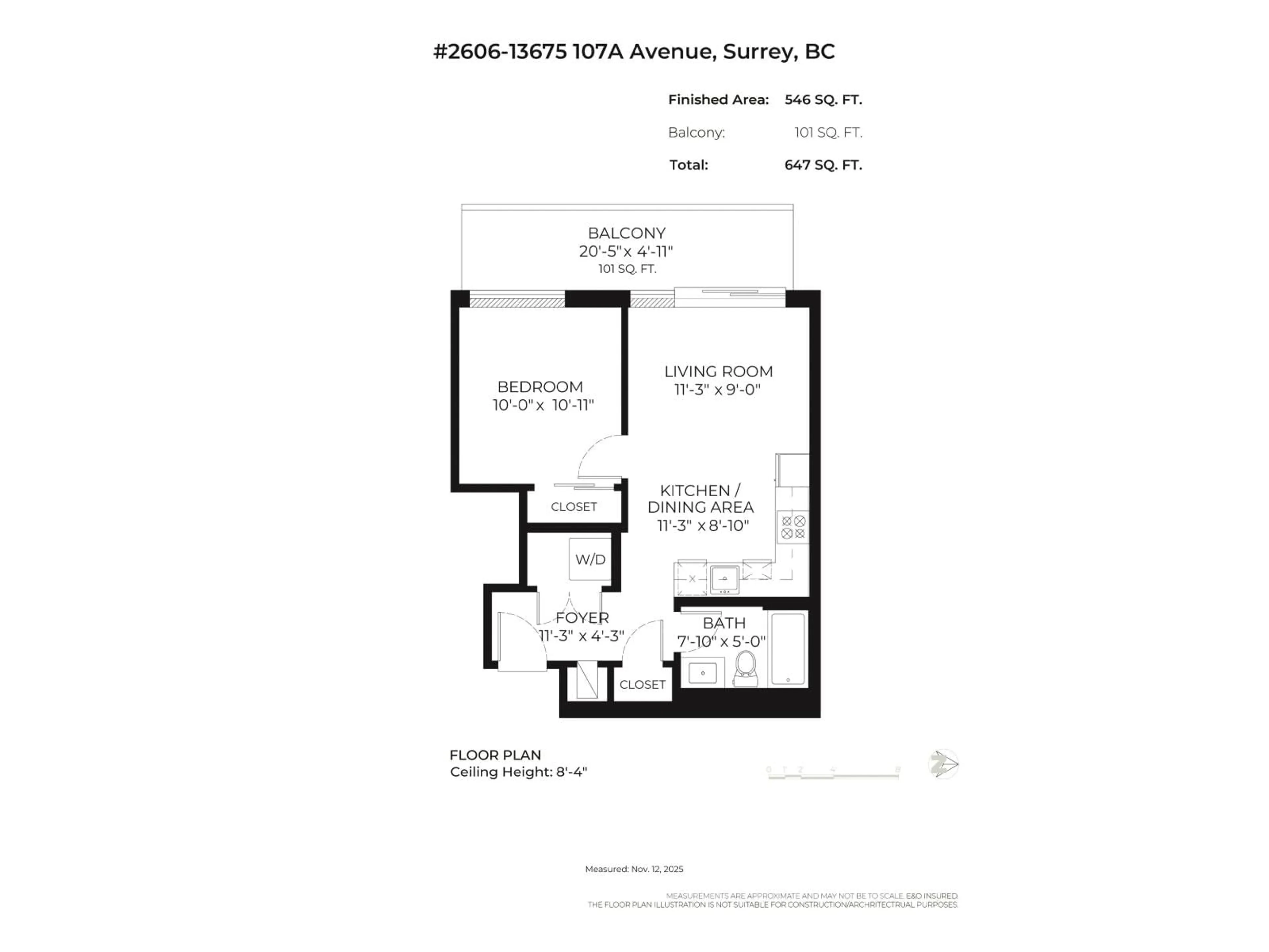 Floor plan for 2606 - 13675 107A AVENUE, Surrey British Columbia V3T0X2