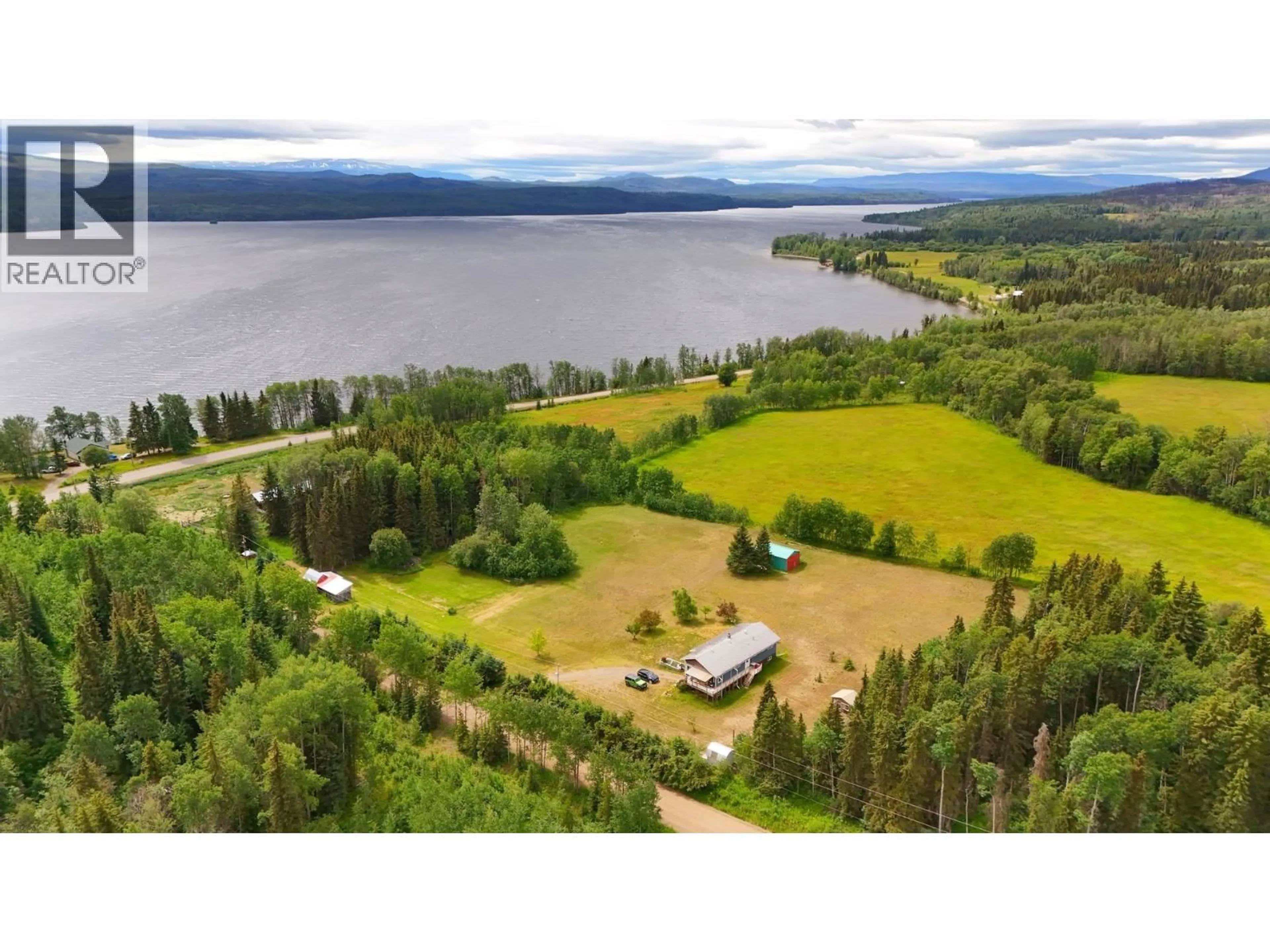 A pic from outside/outdoor area/front of a property/back of a property/a pic from drone, water/lake/river/ocean view for 21367 SHORT ROAD, Burns Lake British Columbia V0J1E2