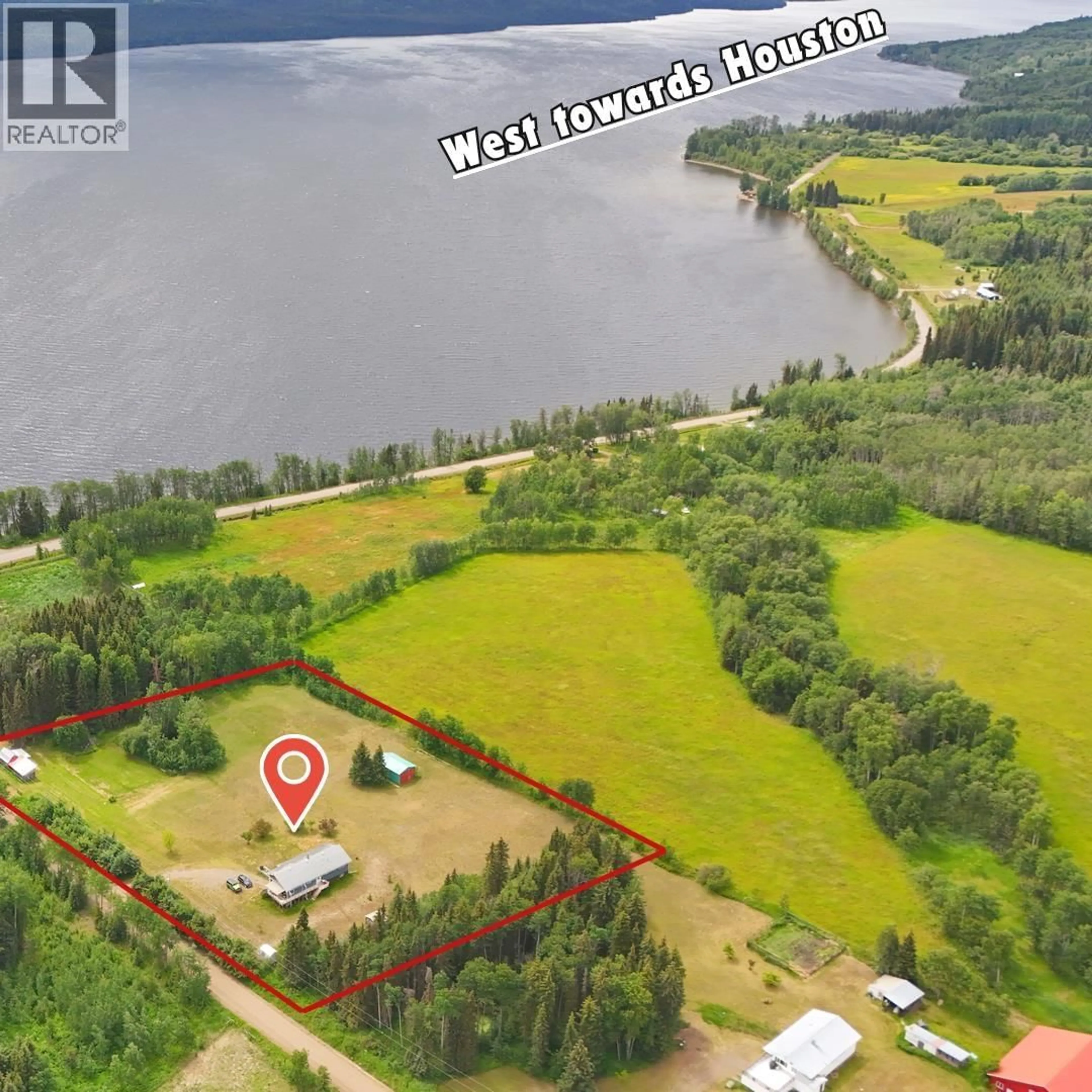 A pic from outside/outdoor area/front of a property/back of a property/a pic from drone, water/lake/river/ocean view for 21367 SHORT ROAD, Burns Lake British Columbia V0J1E2