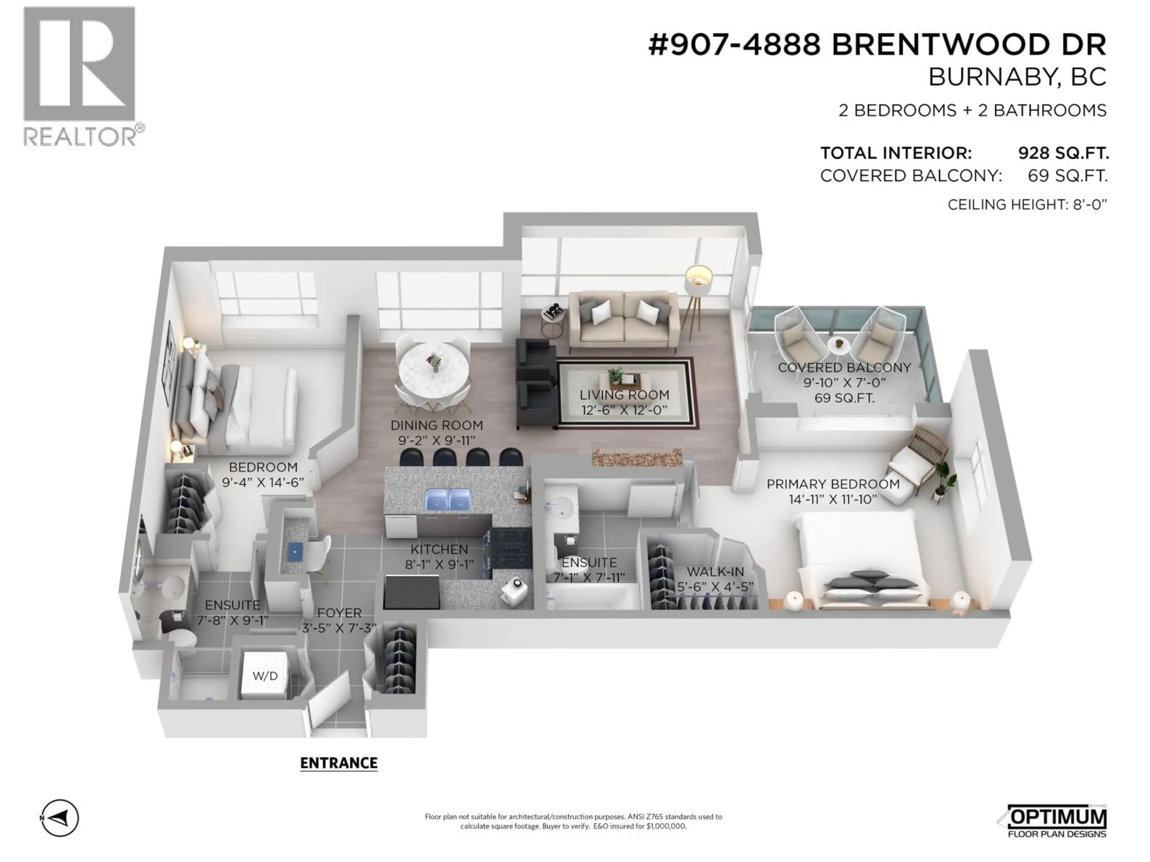 Floor plan for 907 - 4888 BRENTWOOD DRIVE, Burnaby British Columbia V5C0C6