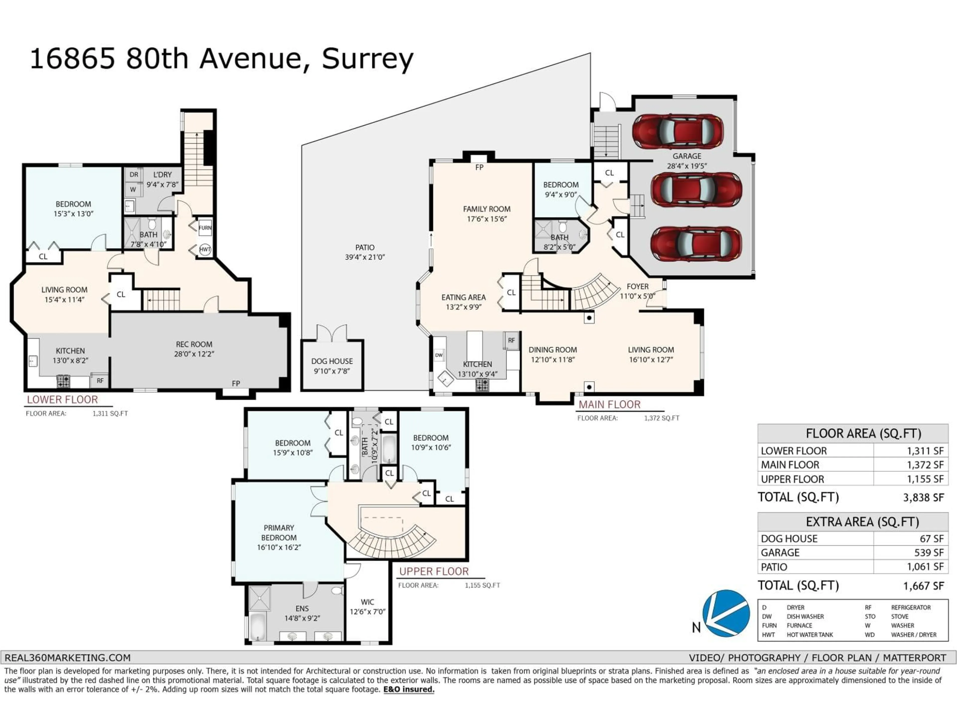 Floor plan for 16865 80, Surrey British Columbia V4N4Y8