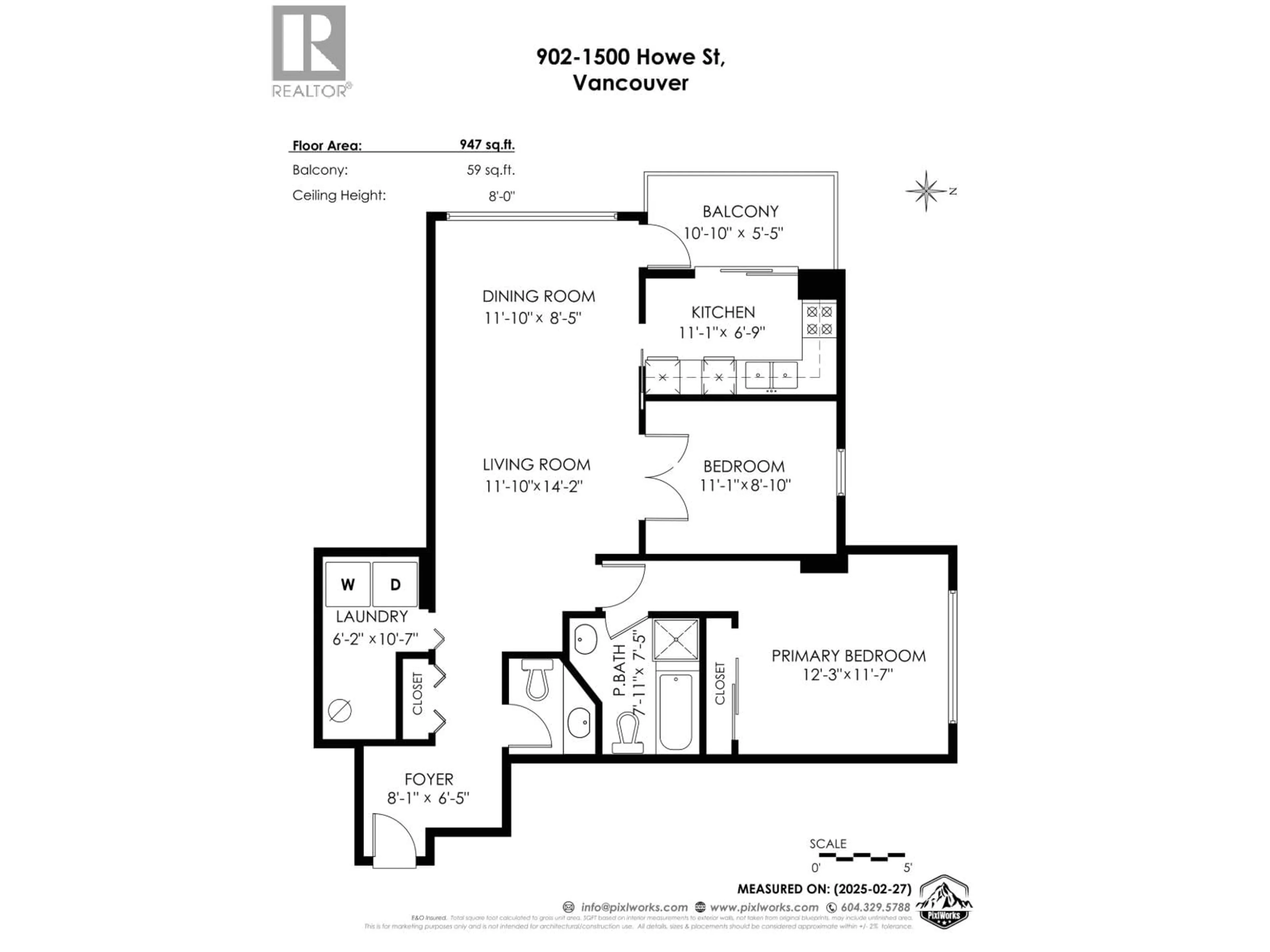 Floor plan for 902 - 1500 HOWE STREET, Vancouver British Columbia V6Z2N1