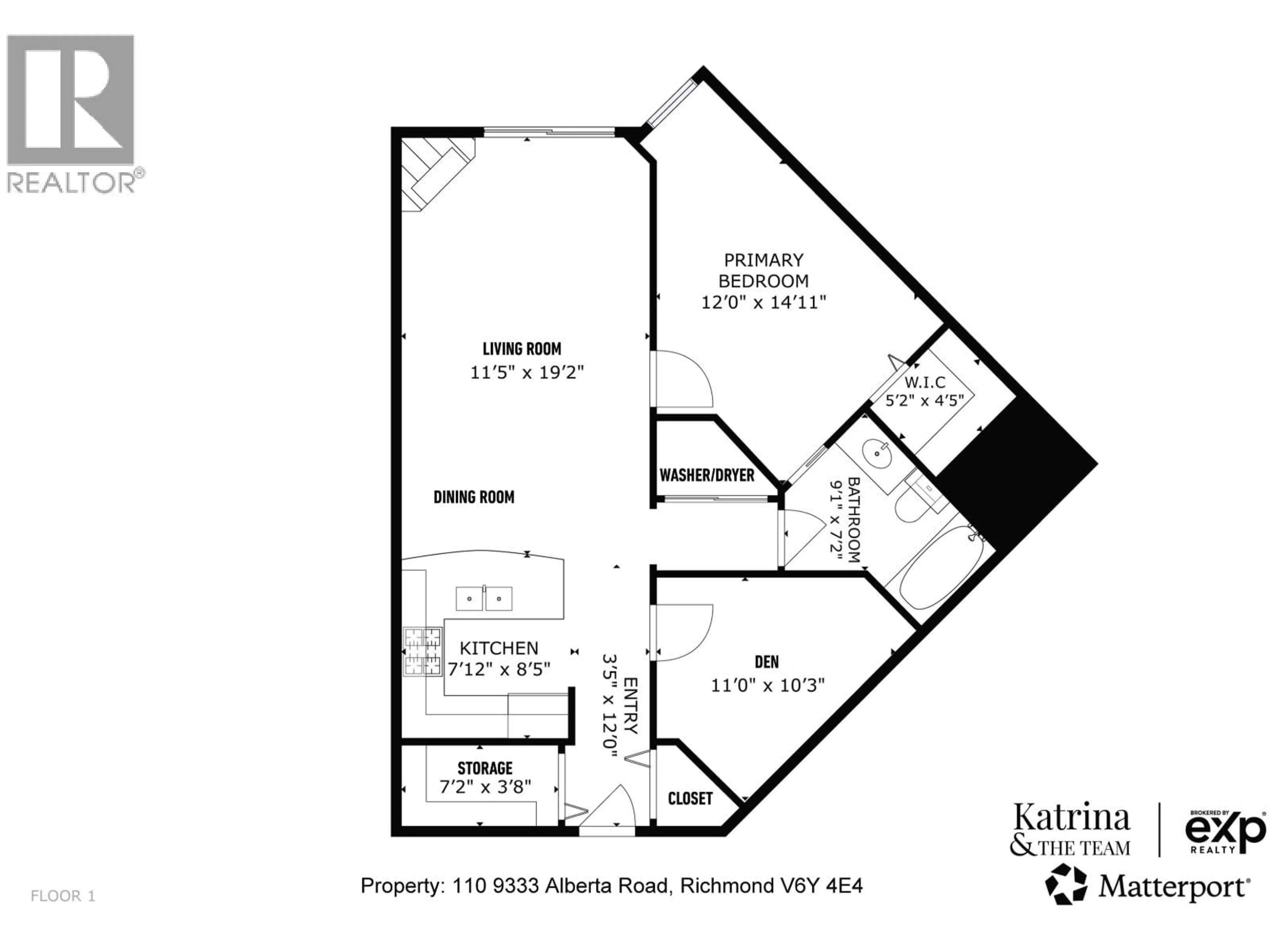 Floor plan for 110 - 9333 ALBERTA ROAD, Richmond British Columbia V6Y4E4