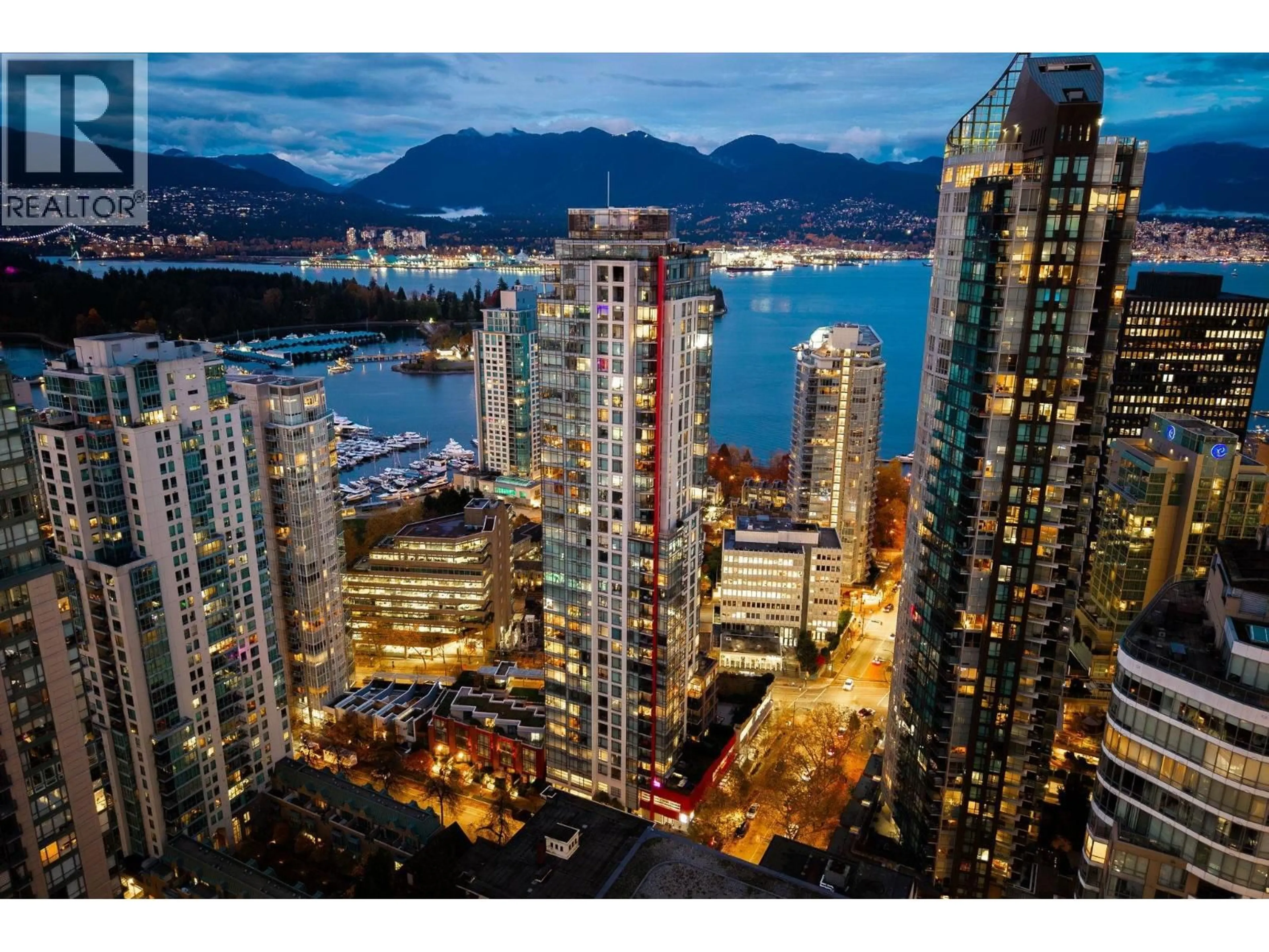 A pic from outside/outdoor area/front of a property/back of a property/a pic from drone, city buildings view from balcony for 807 - 1211 MELVILLE STREET, Vancouver British Columbia V6E0A7
