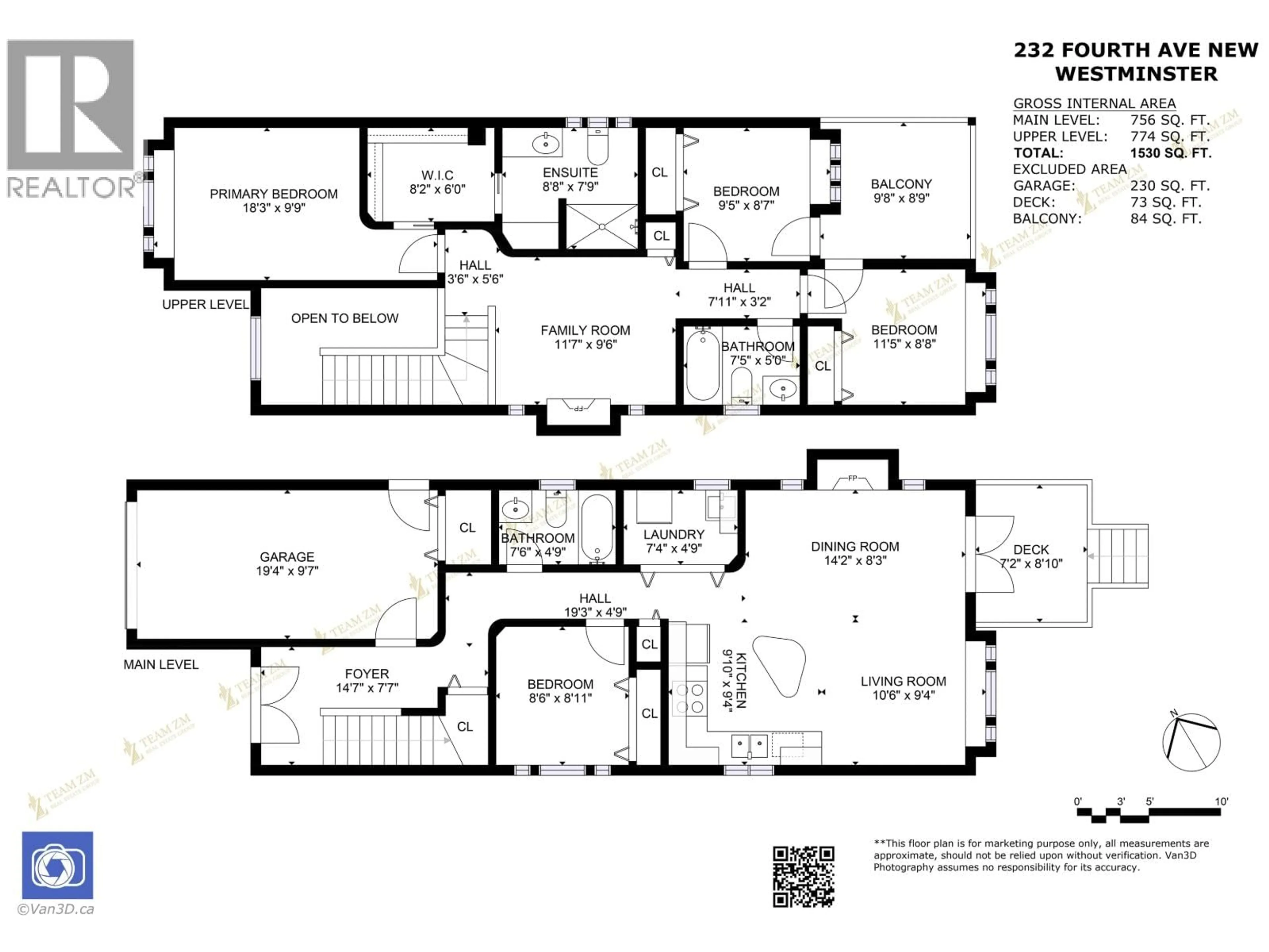 Floor plan for 232 FOURTH AVENUE, New Westminster British Columbia V3L1N7