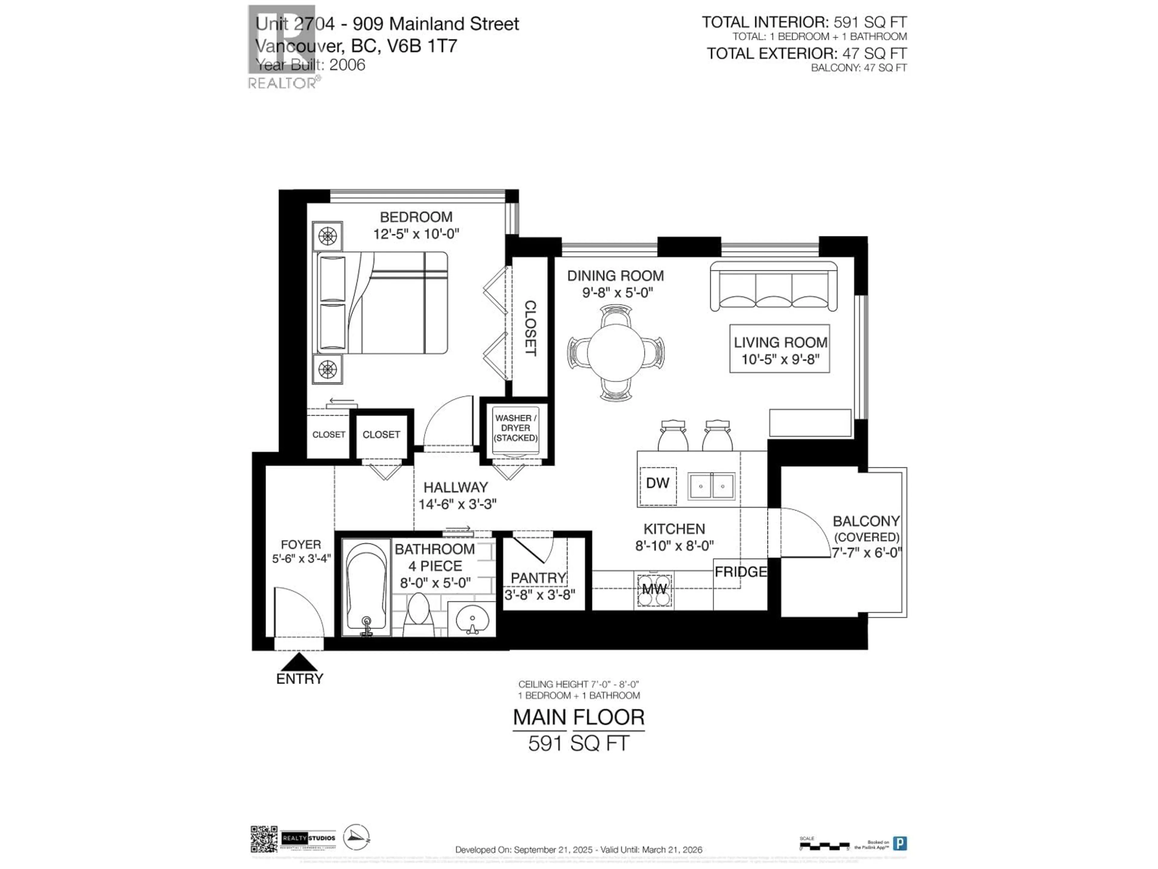 Floor plan for 2704 - 909 MAINLAND STREET, Vancouver British Columbia V6B1S3