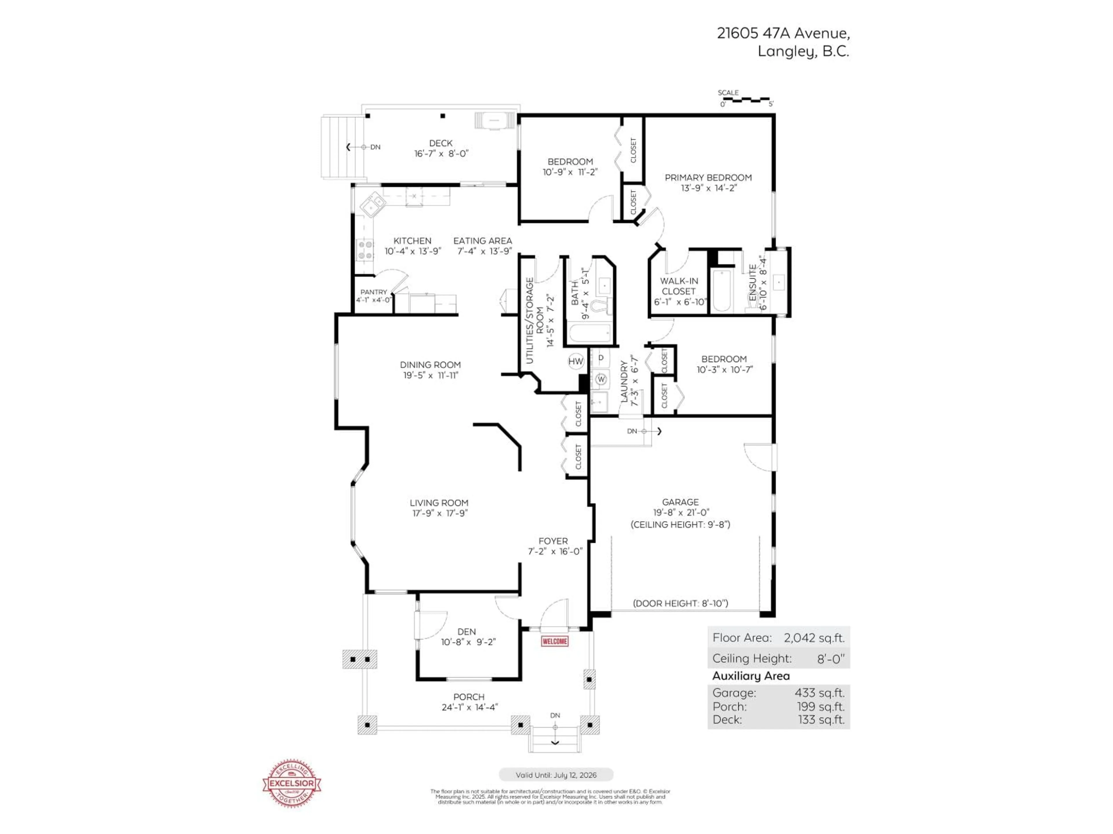 Floor plan for 21605 47A, Langley British Columbia V3A8S2