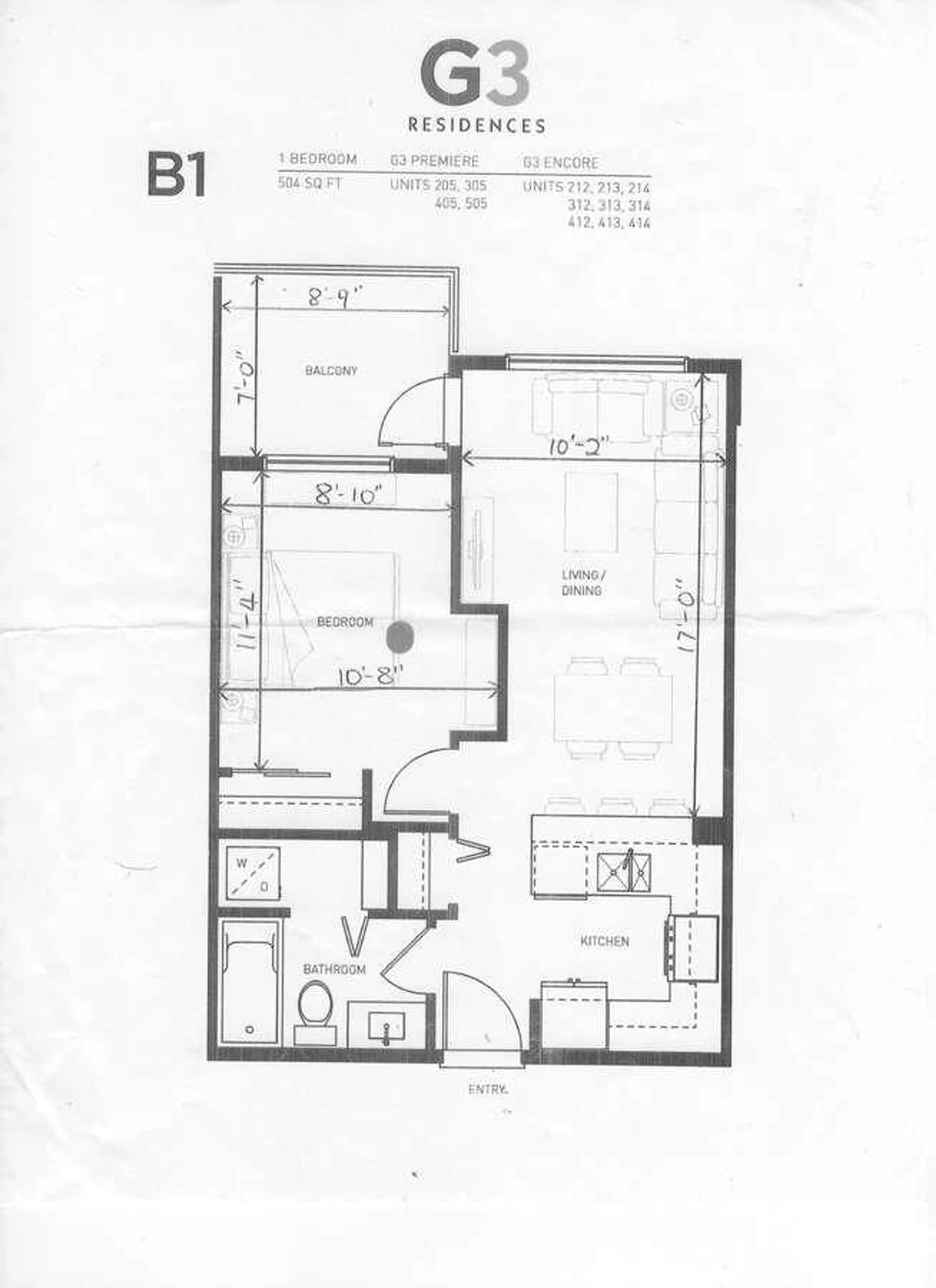 Floor plan for 205 - 15388 105, Surrey British Columbia V3R0C4