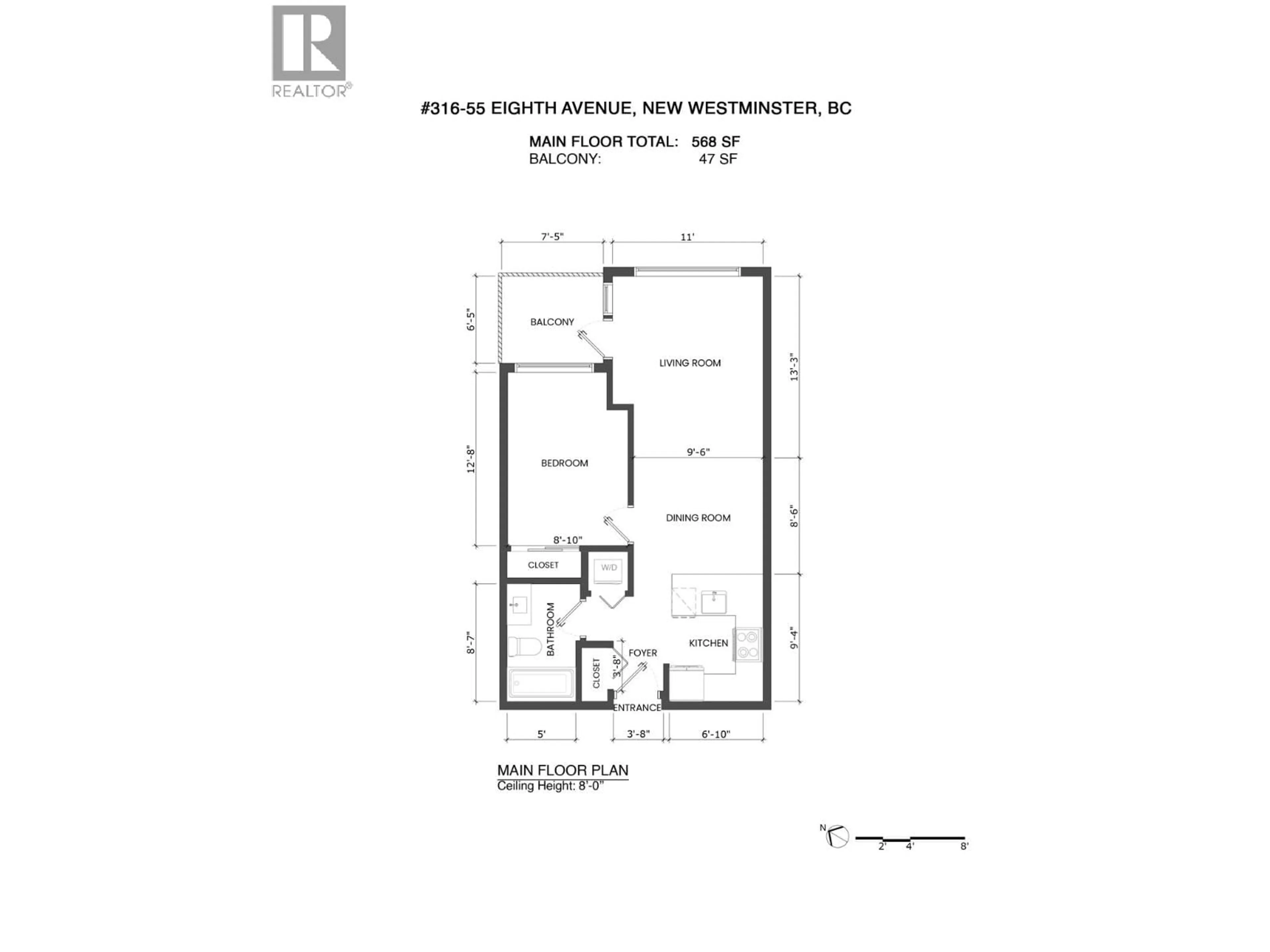 Floor plan for 316 - 55 EIGHTH AVENUE, New Westminster British Columbia V3L0E8