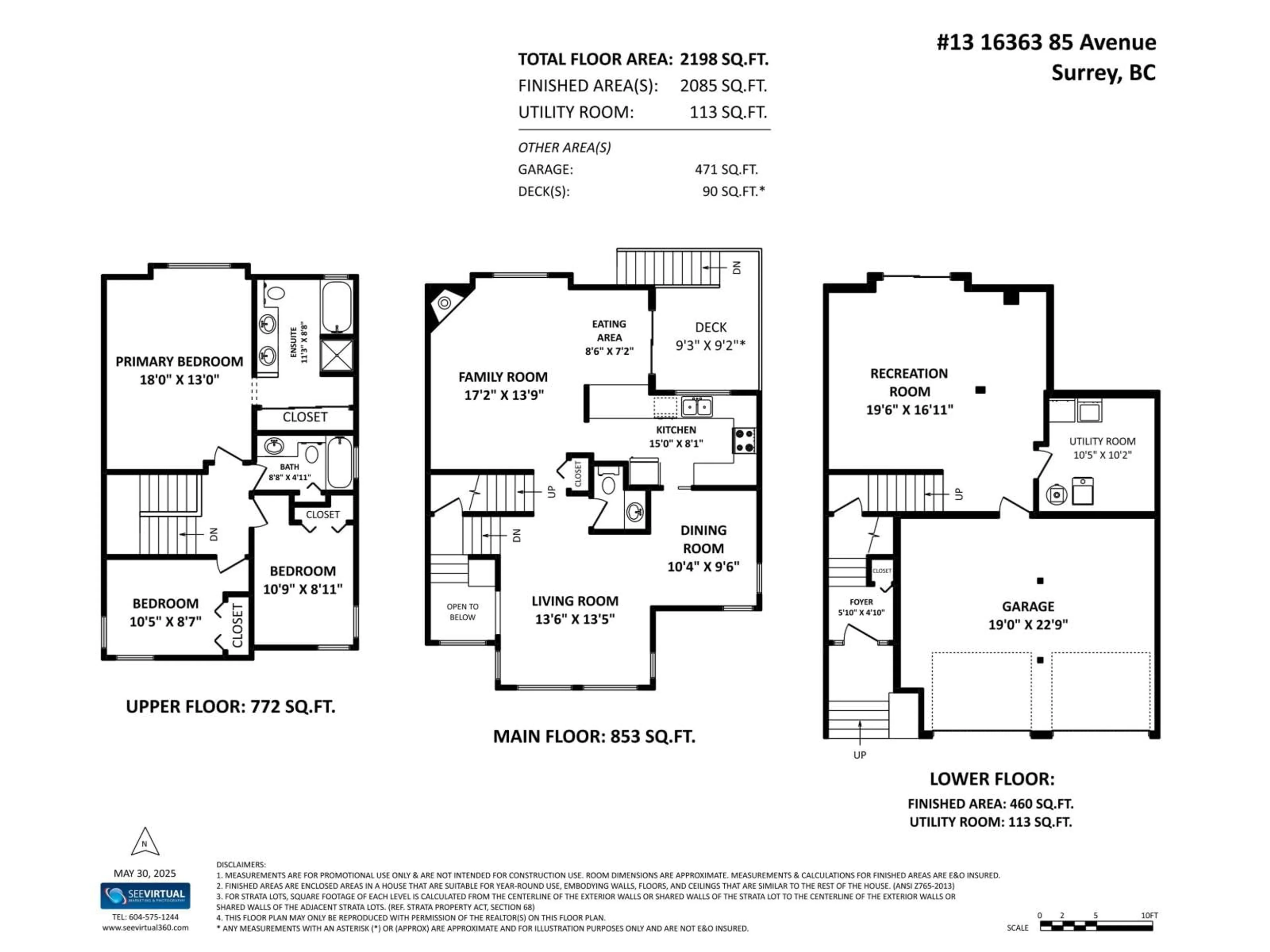 Floor plan for 13 - 16363 85 AVENUE, Surrey British Columbia V4N3K1
