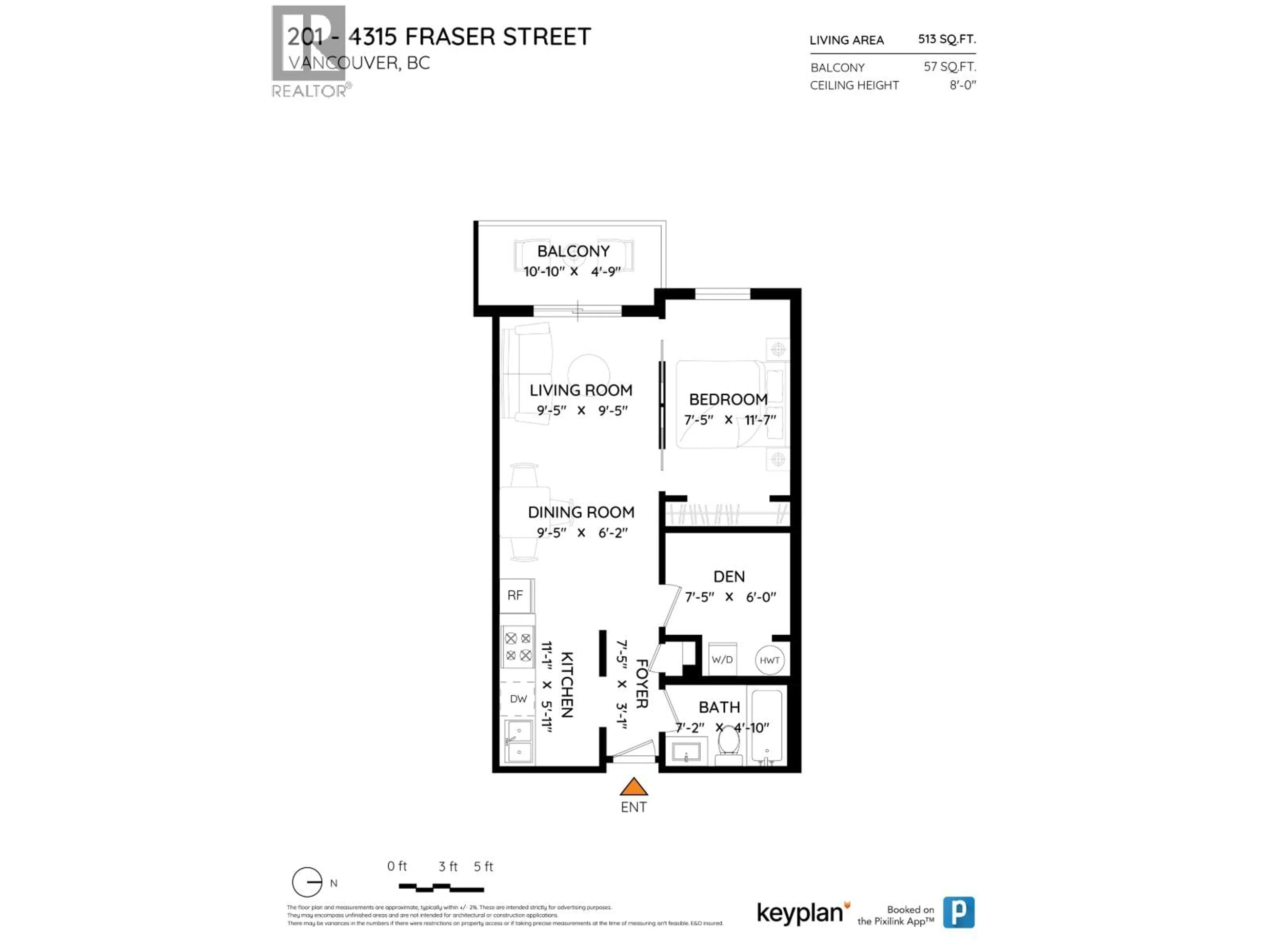 Floor plan for 201 - 4315 FRASER STREET, Vancouver British Columbia V5V4G4