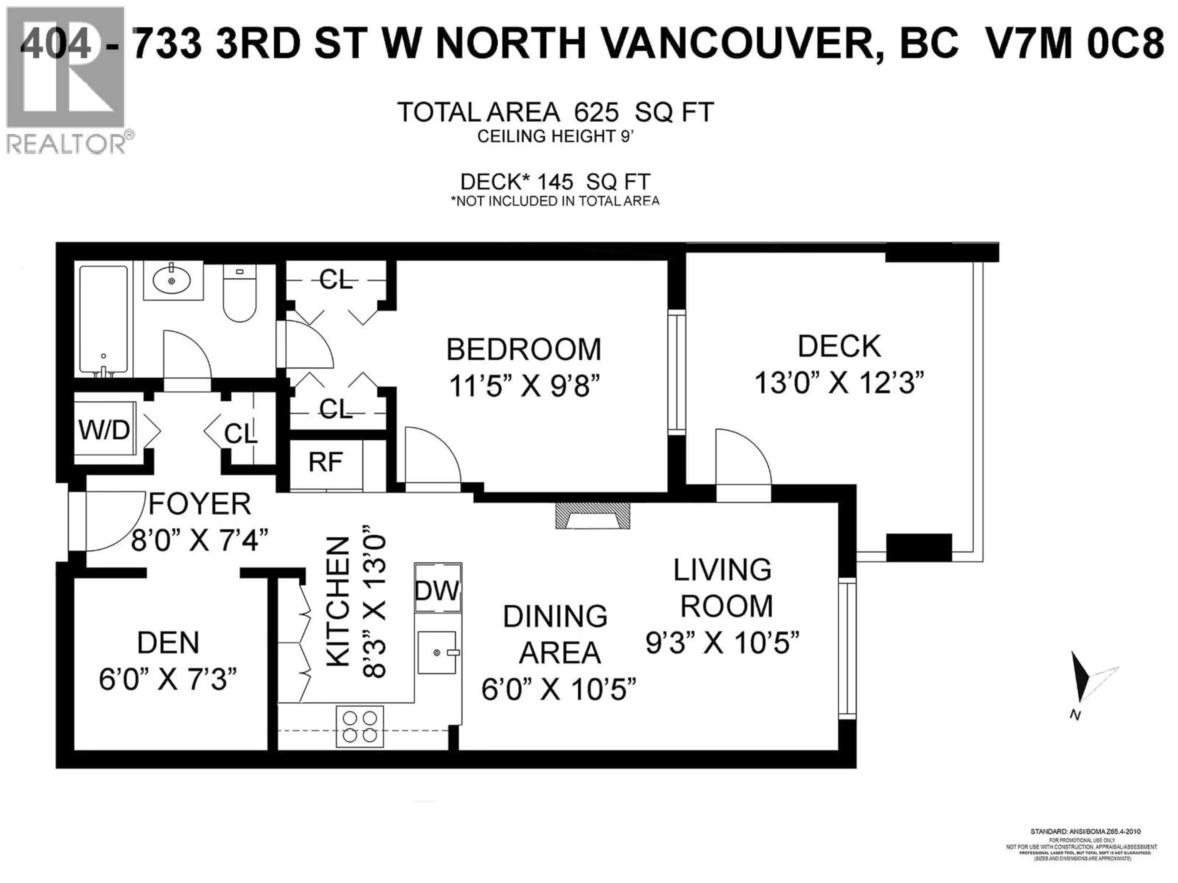 Floor plan for 404 - 733 3RD STREET, North Vancouver British Columbia V7M0C8