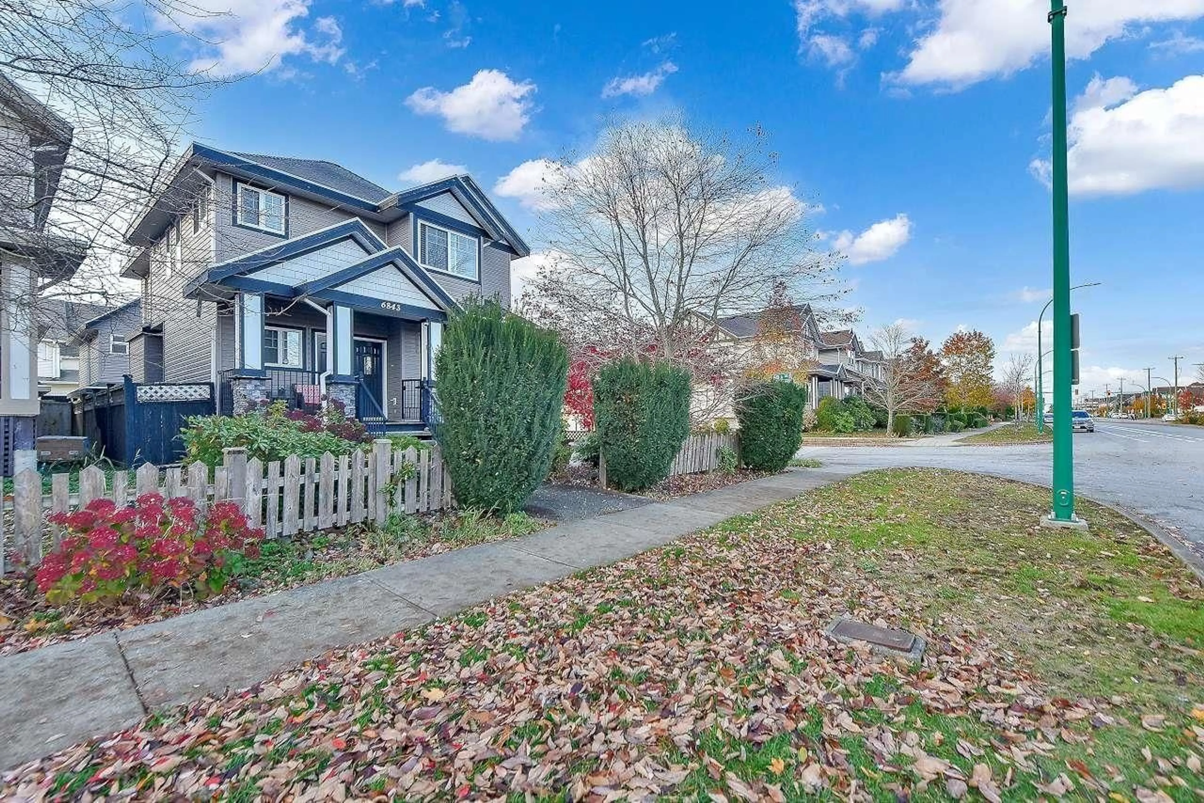 A pic from outside/outdoor area/front of a property/back of a property/a pic from drone, street for 6843 192ND, Surrey British Columbia V4N0Z6