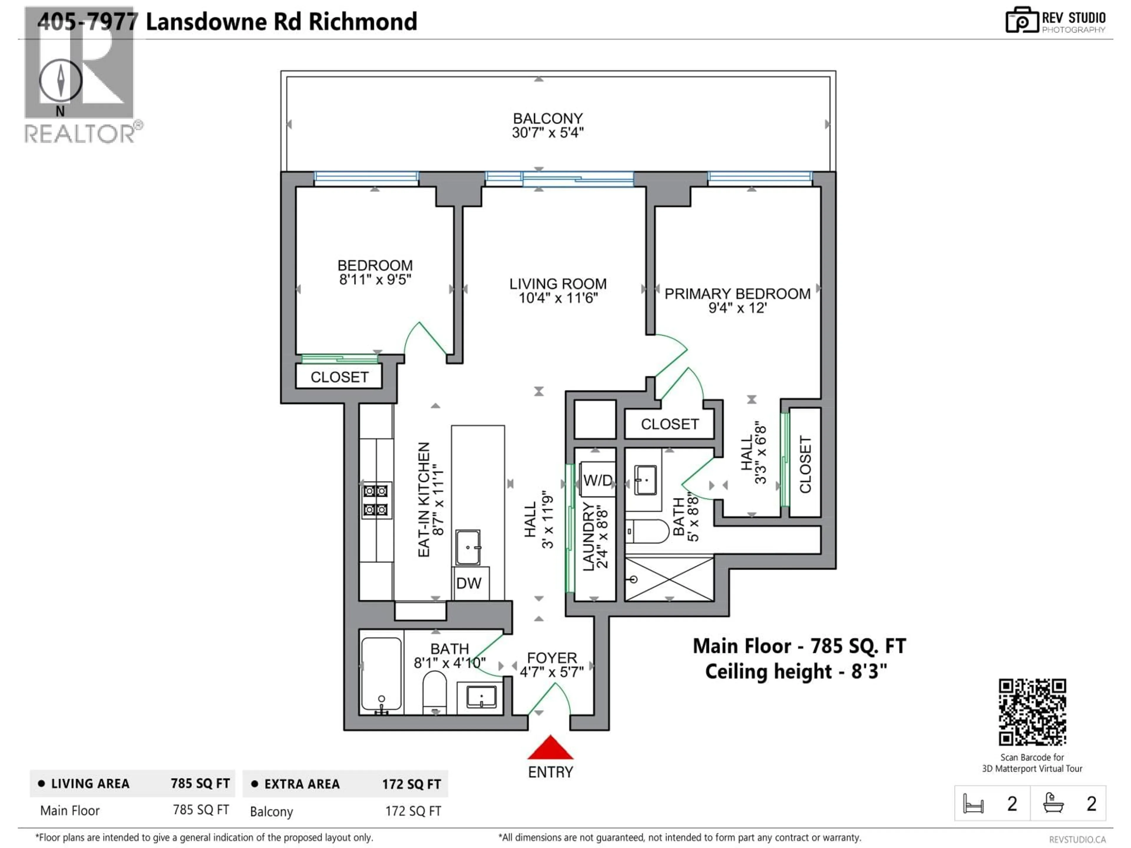 Floor plan for 405 - 7977 LANSDOWNE ROAD, Richmond British Columbia V6X0X7