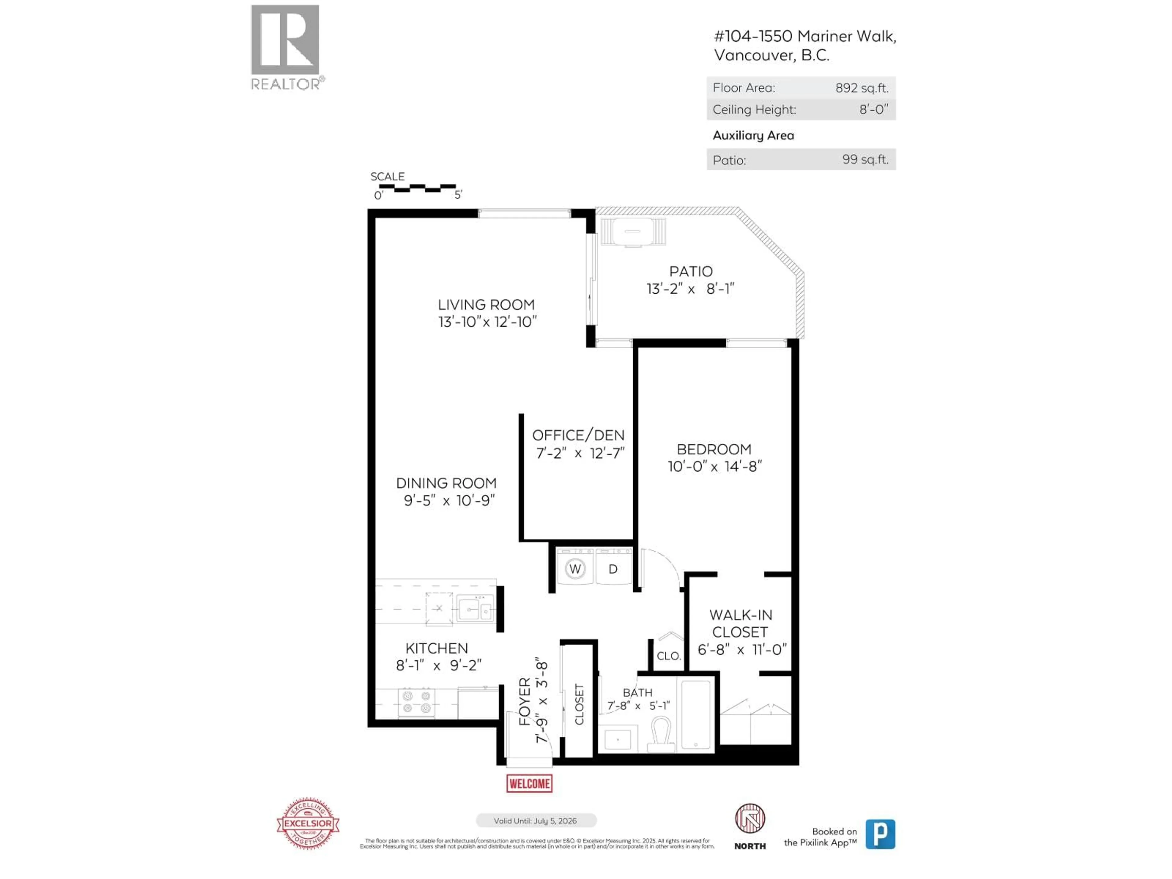 Floor plan for 104 - 1550 MARINER WALK, Vancouver British Columbia V6J4X9