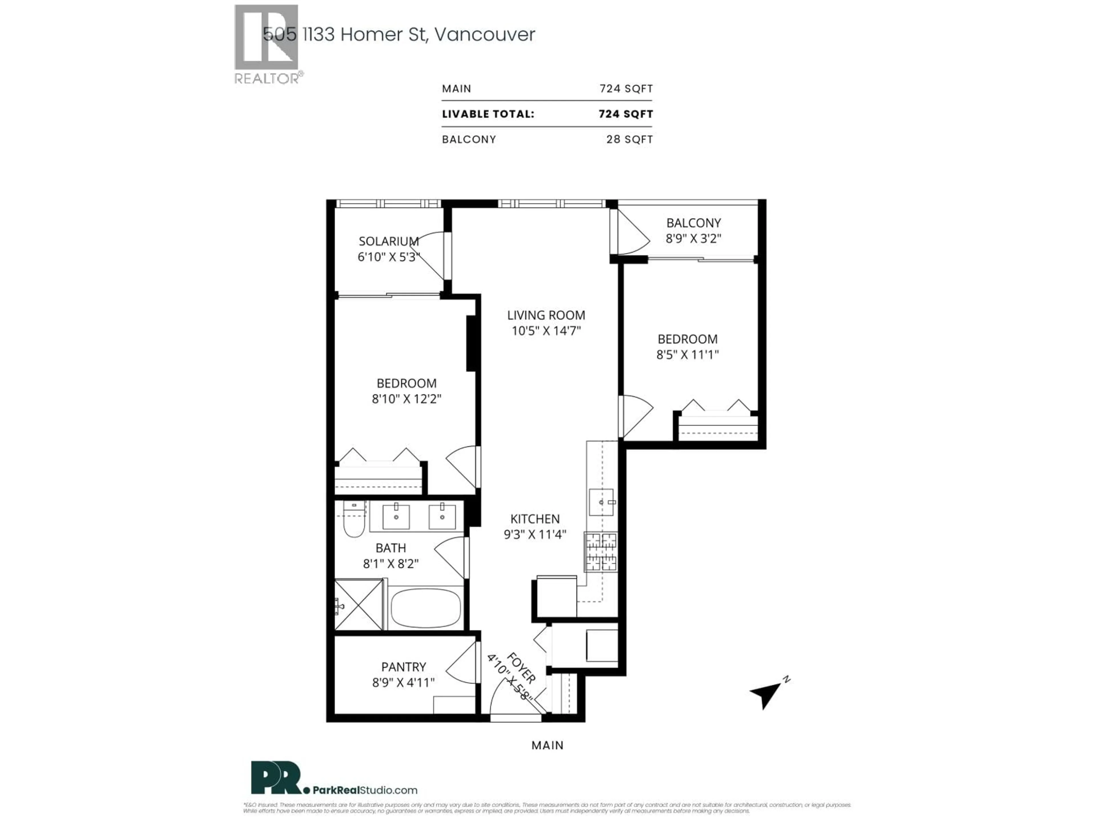 Floor plan for 505 - 1133 HOMER STREET, Vancouver British Columbia V6B0B1