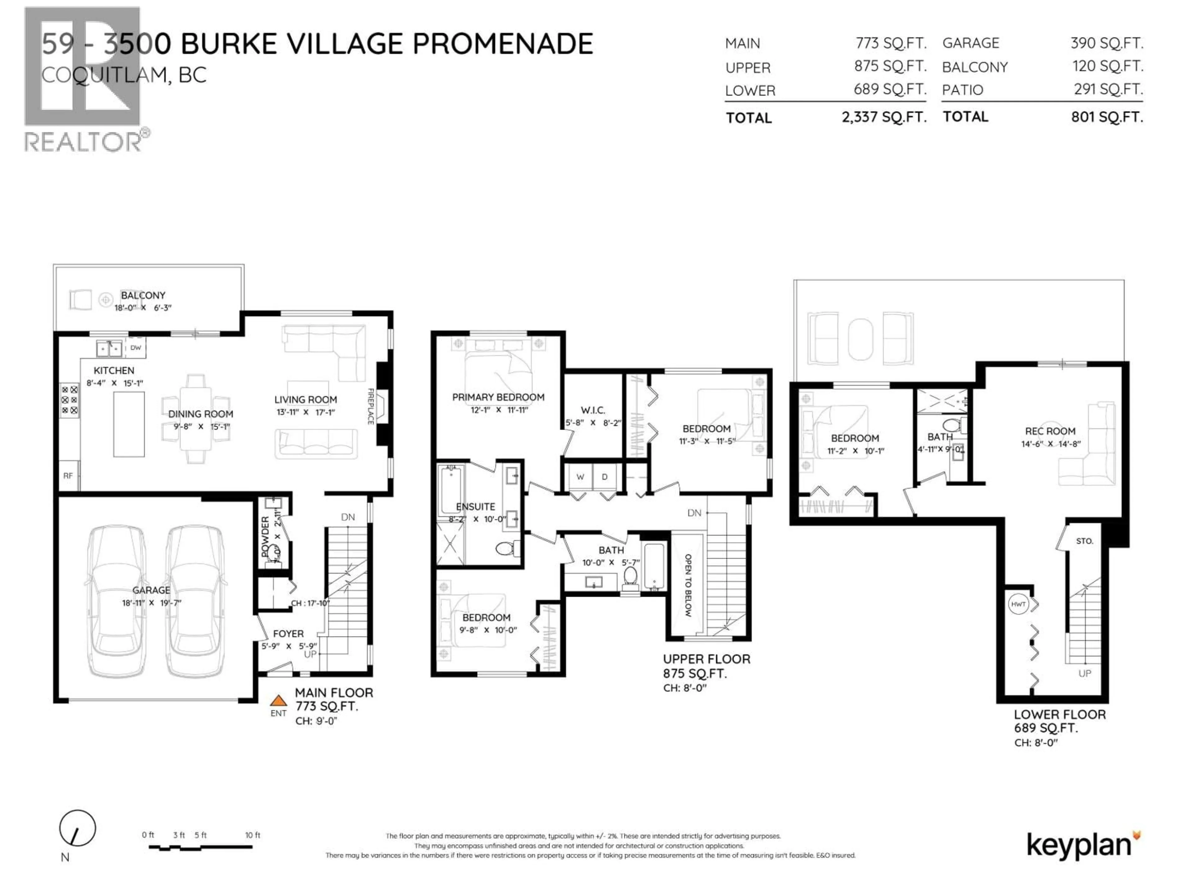 Floor plan for 59 - 3500 BURKE VILLAGE PROMENADE, Coquitlam British Columbia V3E0N2