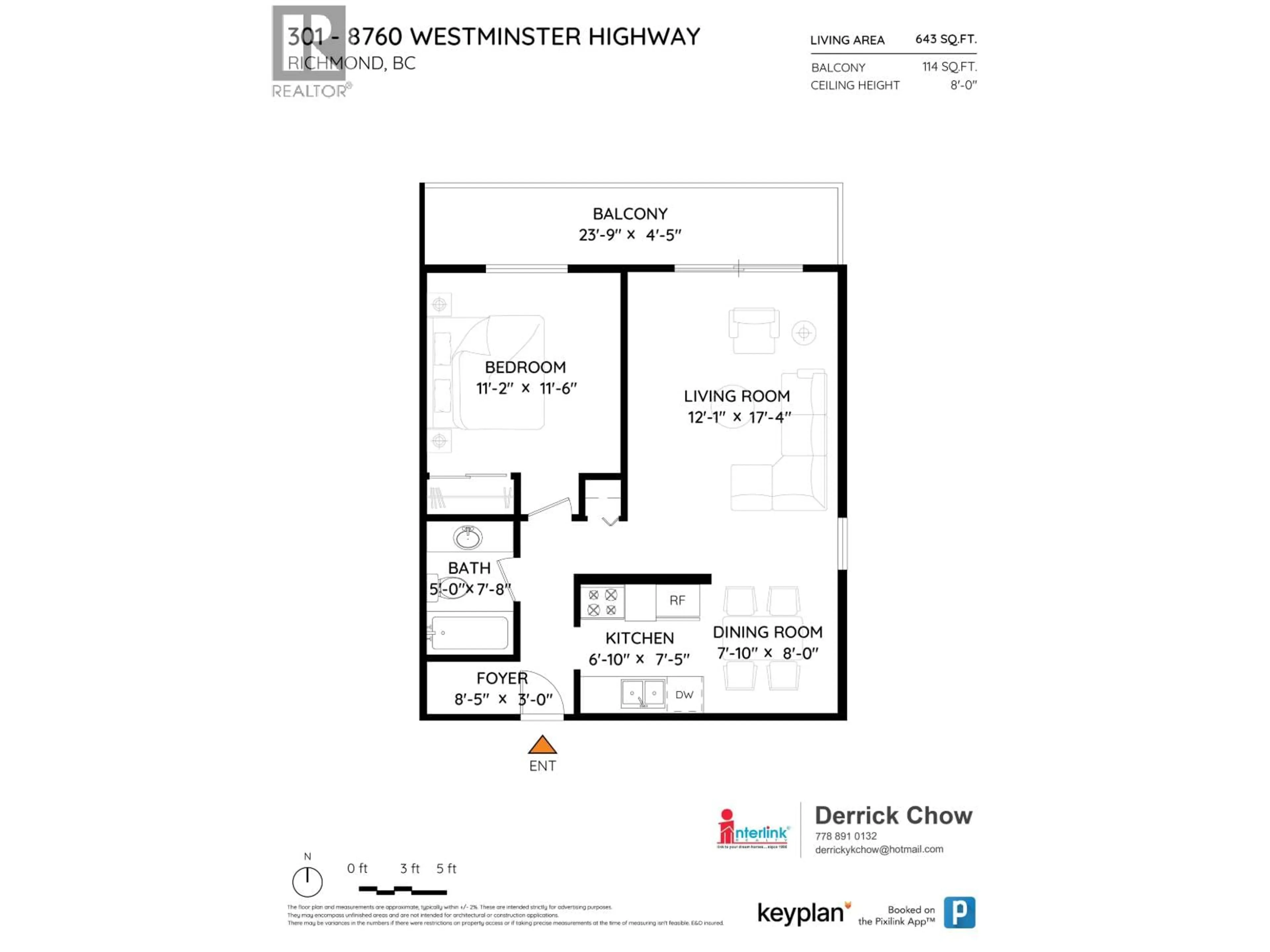 Floor plan for 301 - 8760 WESTMINSTER HIGHWAY, Richmond British Columbia V6X1A8