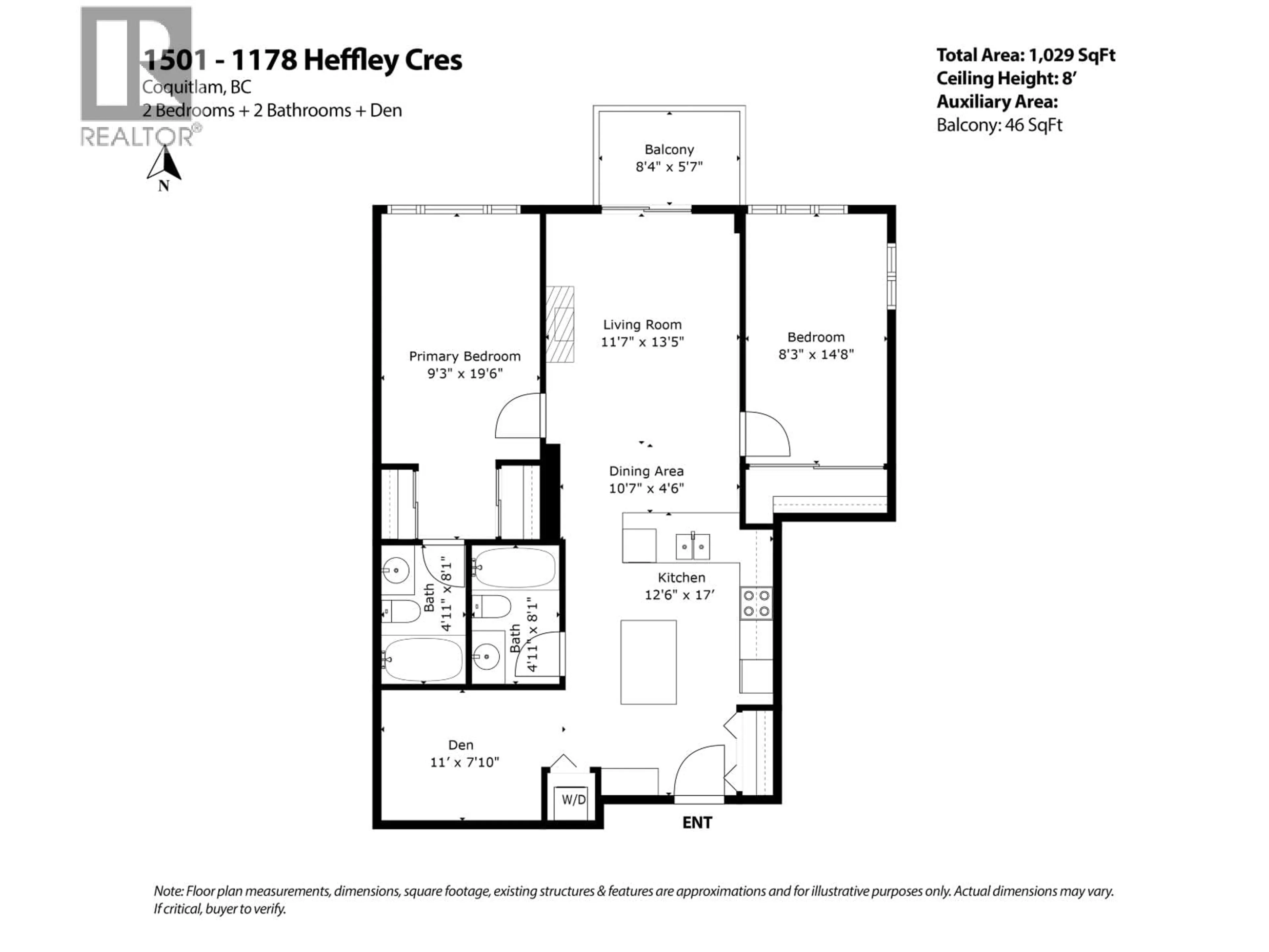 Floor plan for 1501 - 1178 HEFFLEY CRESCENT, Coquitlam British Columbia V3B0A7