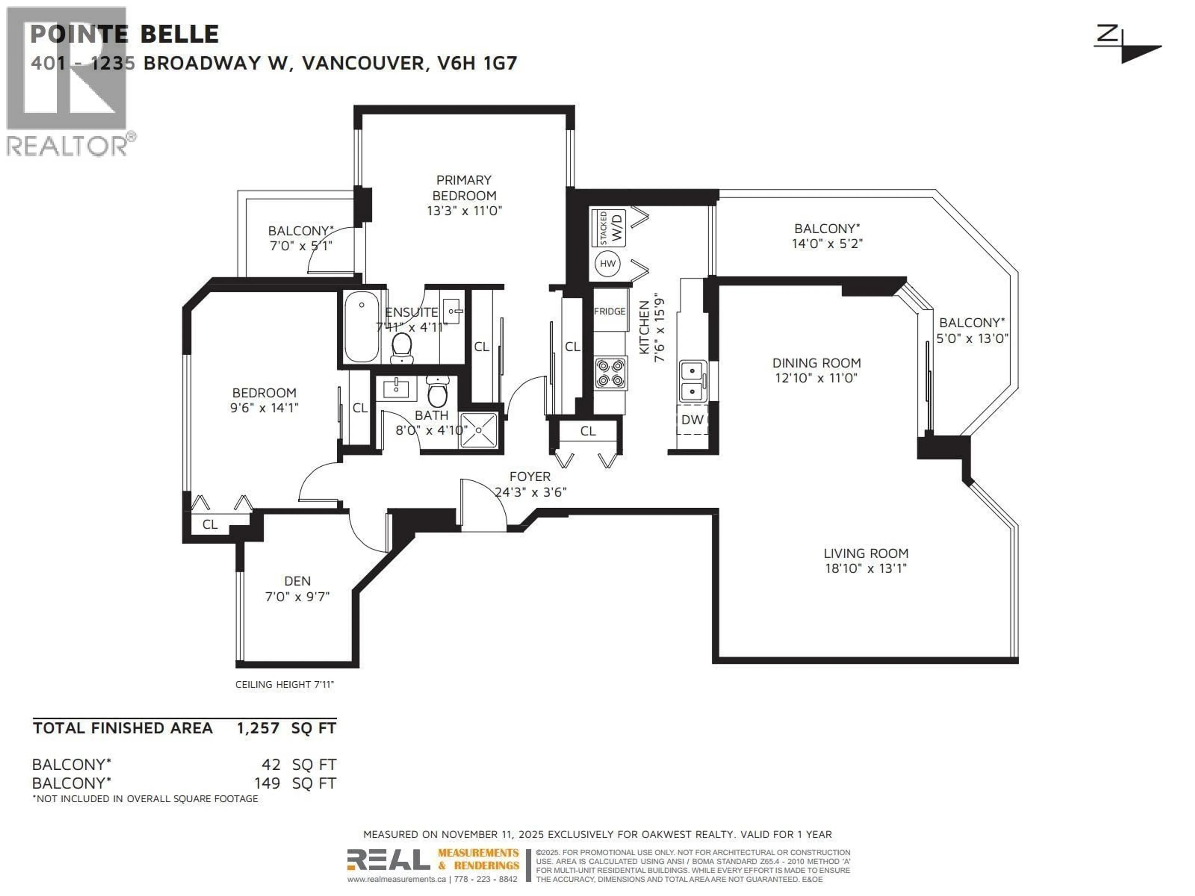 Floor plan for 401 - 1235 BROADWAY, Vancouver British Columbia V6H1G7